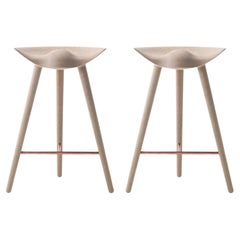 Set of 2 ML 42 Oak and Copper Counter Stools by Lassen