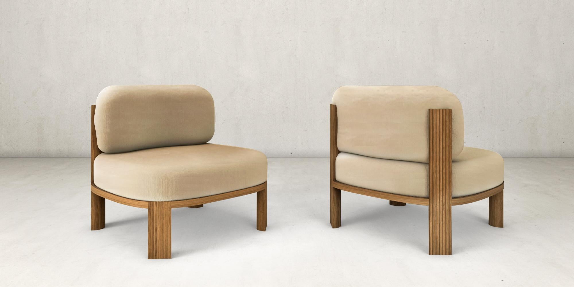 Modern Set of 2 Oak Armchair by Collector For Sale
