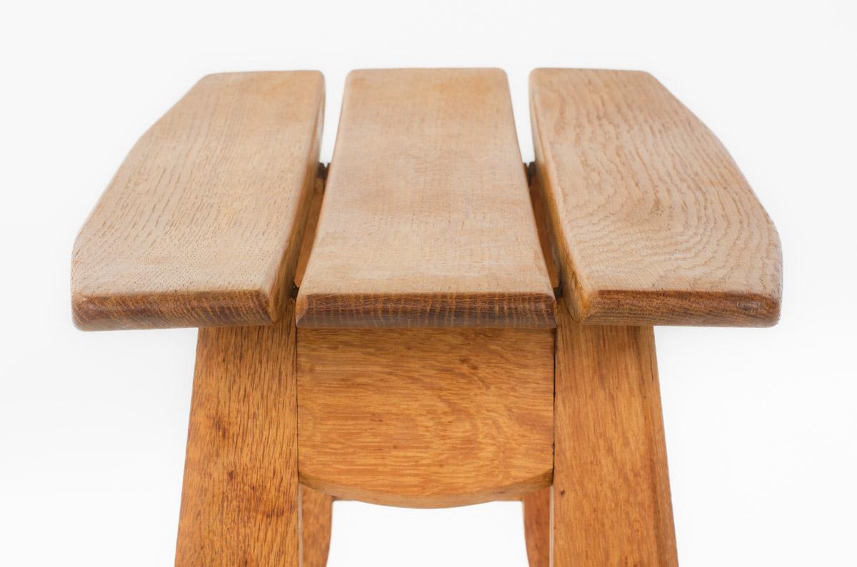 Set of 2 oak stools by Guillerme and Chambron for Votre Maison 1950 5