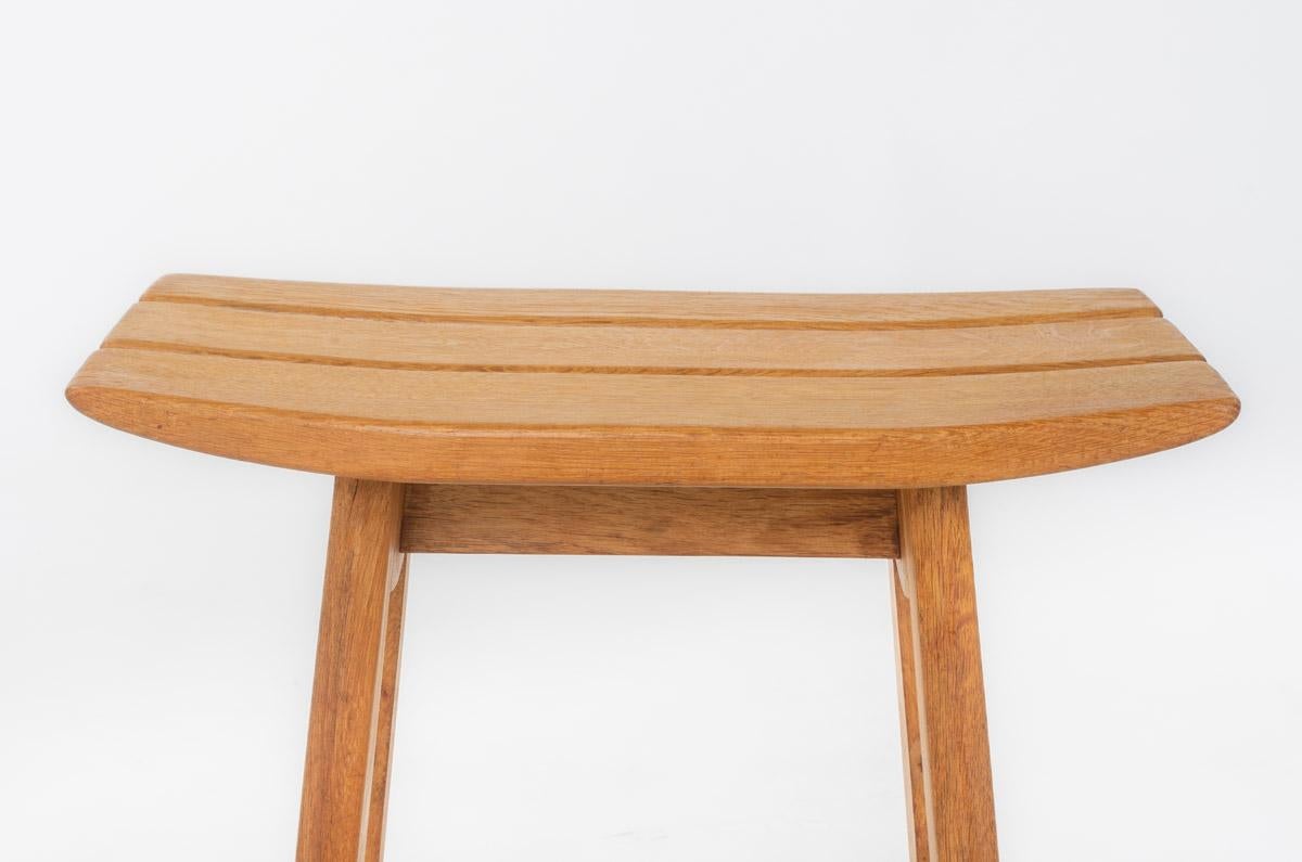 Oak Set of 2 oak stools by Guillerme and Chambron for Votre Maison 1950