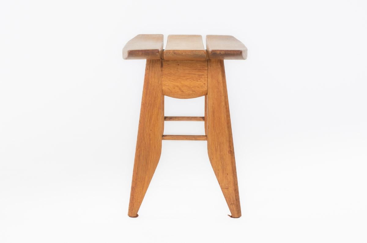 Set of 2 oak stools by Guillerme and Chambron for Votre Maison 1950 1