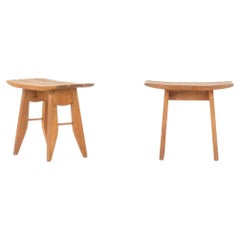 Set of 2 oak stools by Guillerme and Chambron for Votre Maison 1950