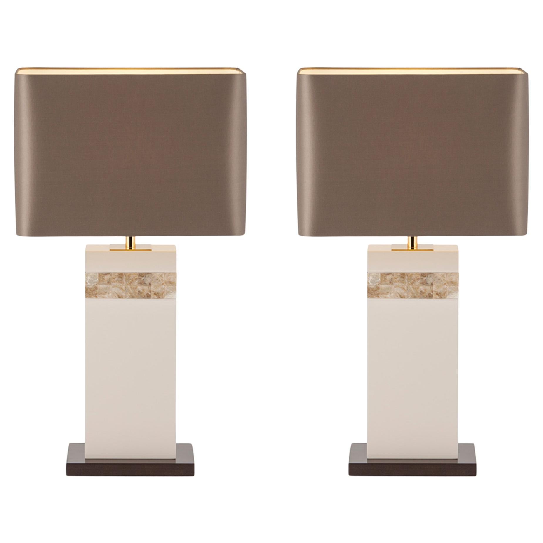 Set of 2 Oceanus Table Lamps Bronze Shade Handmade in Portugal by Greenapple