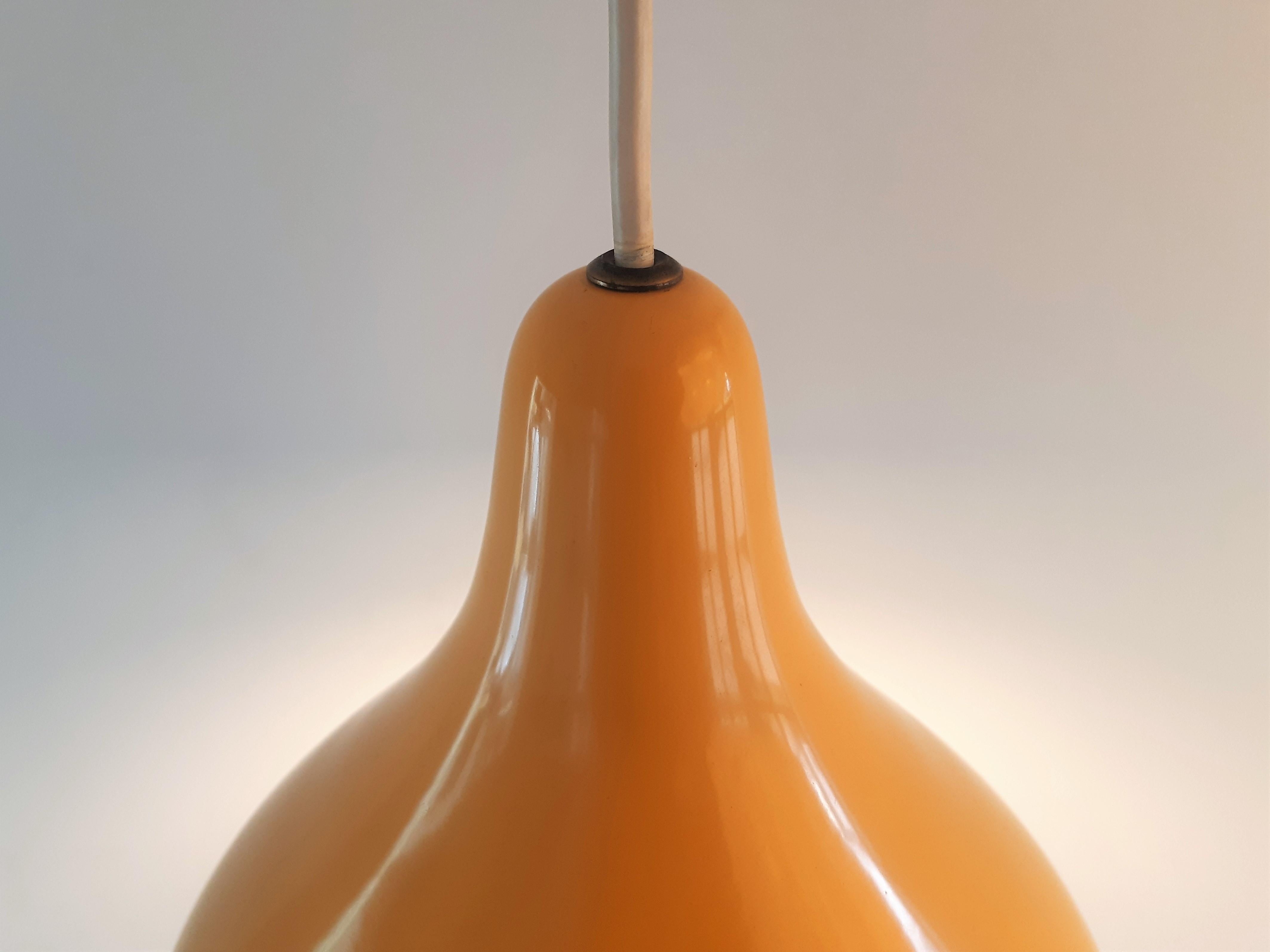 Mid-Century Modern Set of 2 Ochre Metal Pendant Lamps by Lisa Johansson-Pape for Orno 'Attr.'