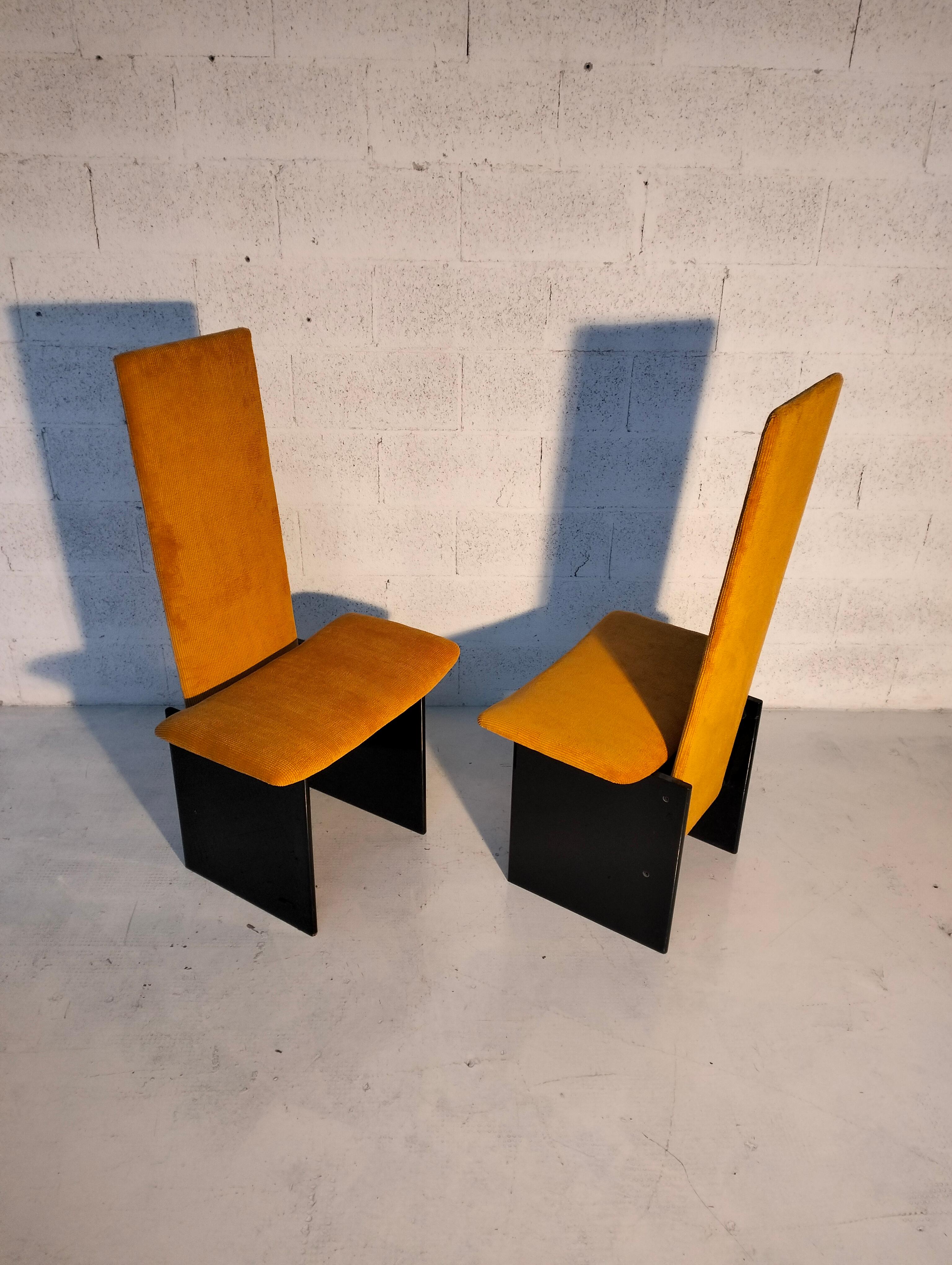 Set of 2 ocra yellow chairs Rennie mod. by K. Takahama for S. Gavina 70's, Italy 7