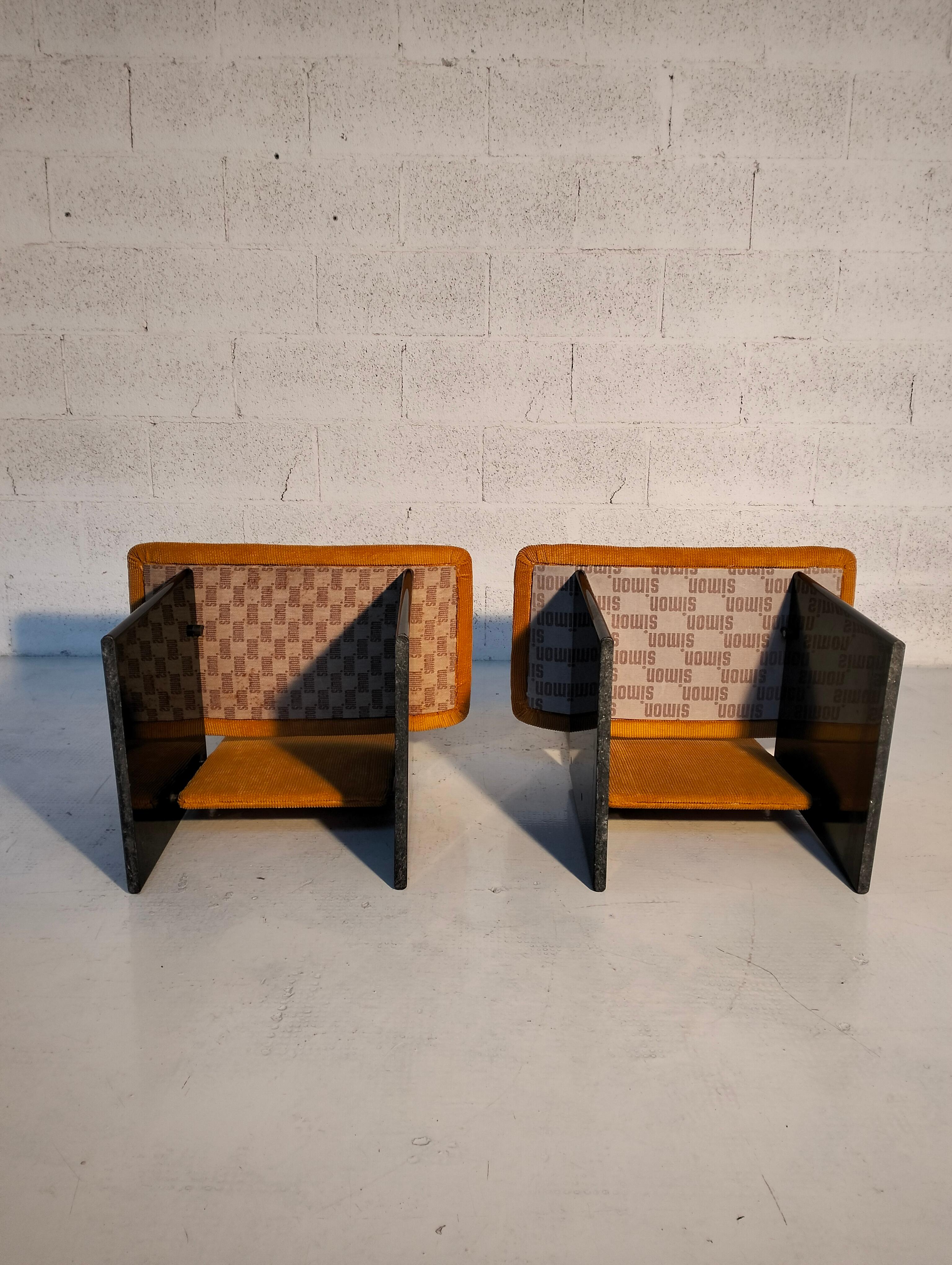 Set of 2 ocra yellow chairs Rennie mod. by K. Takahama for S. Gavina 70's, Italy 8