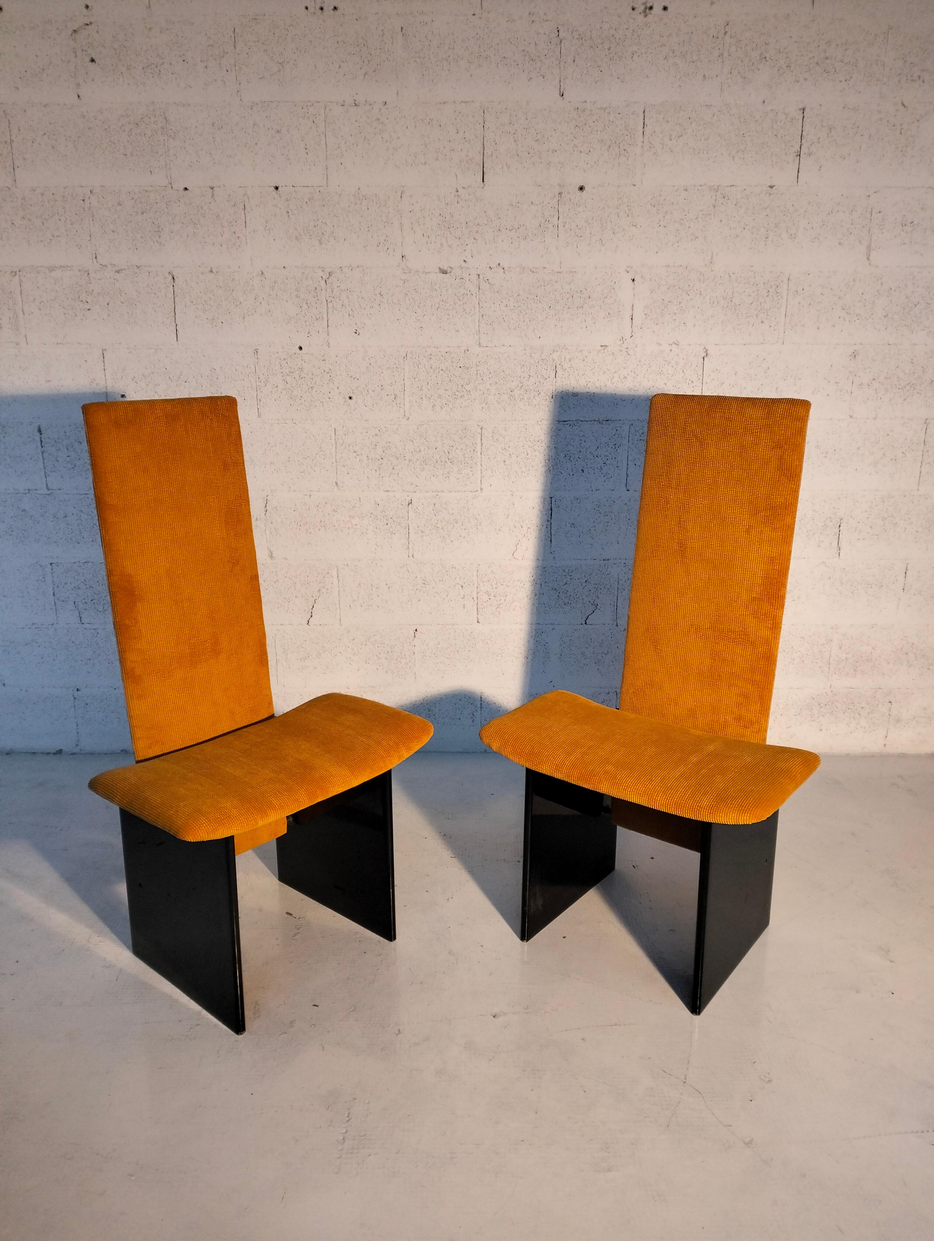 Set of 2 ocra yellow chairs Rennie mod. by K. Takahama for S. Gavina 70's, Italy 9