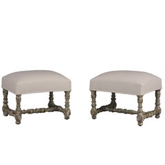 Antique Set of 2 of Carved Benches or Stools, circa 1860s