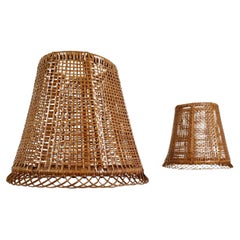 Set of 2 of Vintage Conical Lamp Shade made in Hand - Woven Rattan and Wicker