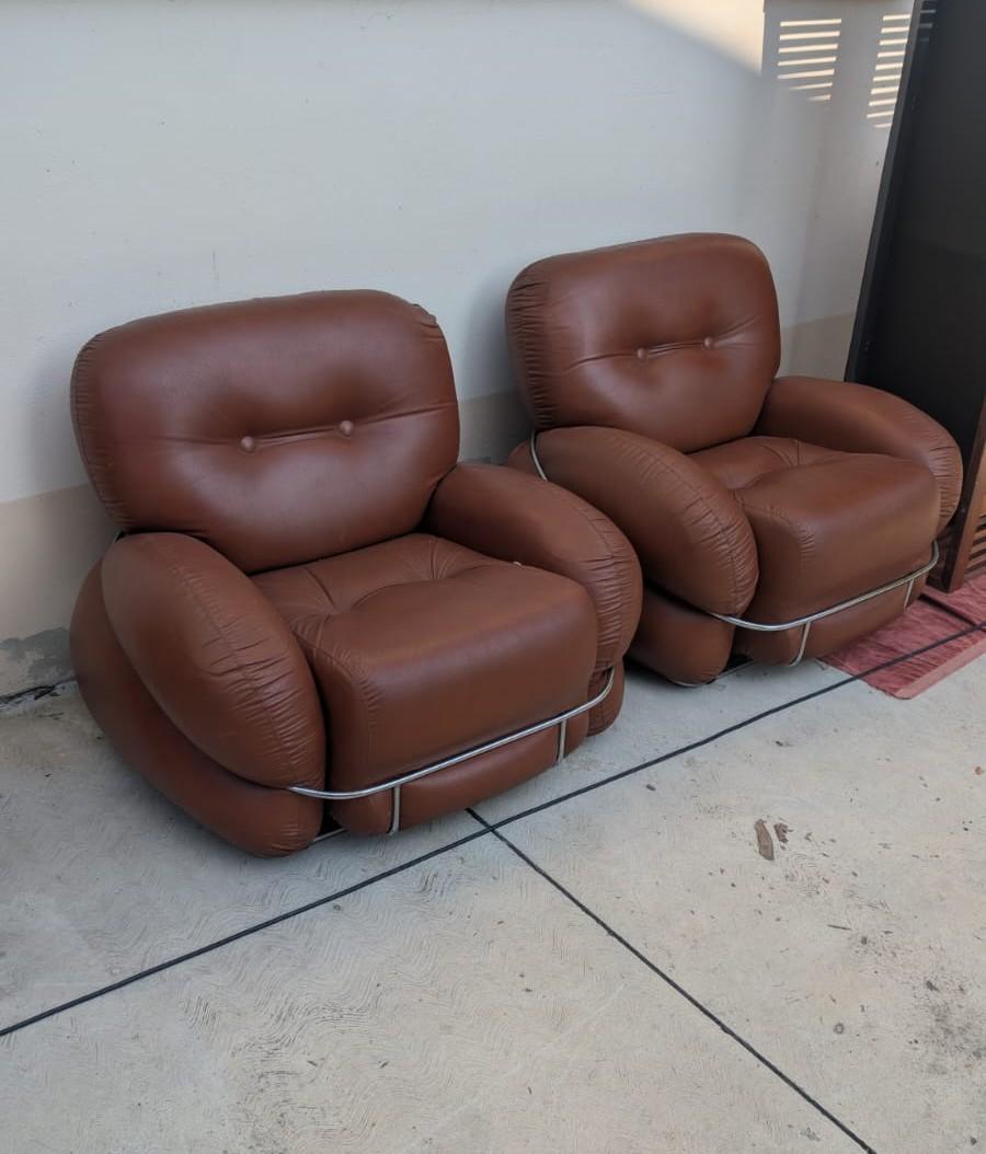 Ère spatiale Ensemble de 2 fauteuils Okay par Adriano Piazzesi, années 70 en vente