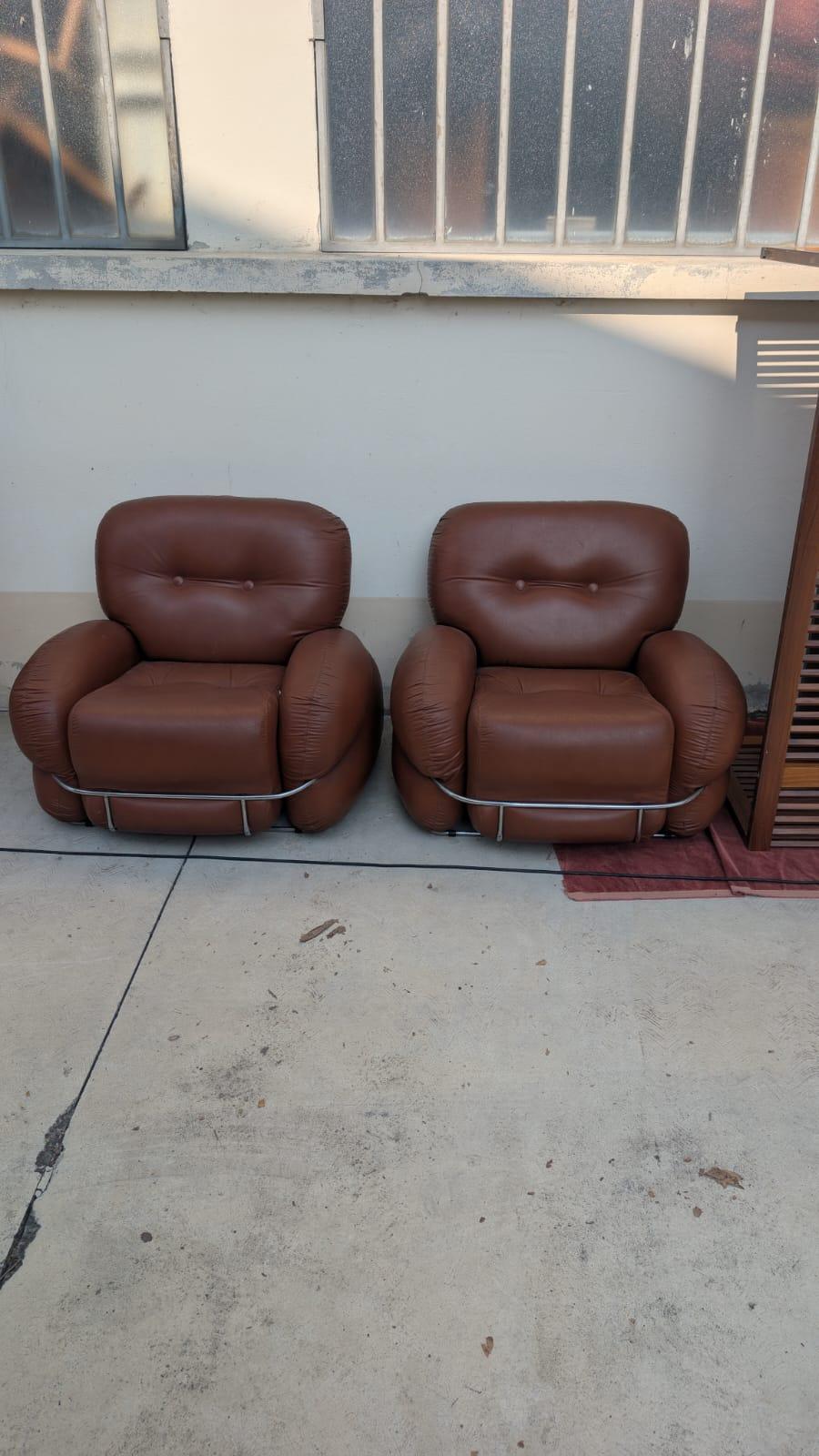 Ensemble de 2 fauteuils Okay par Adriano Piazzesi, années 70 Bon état - En vente à Medesano, Parma