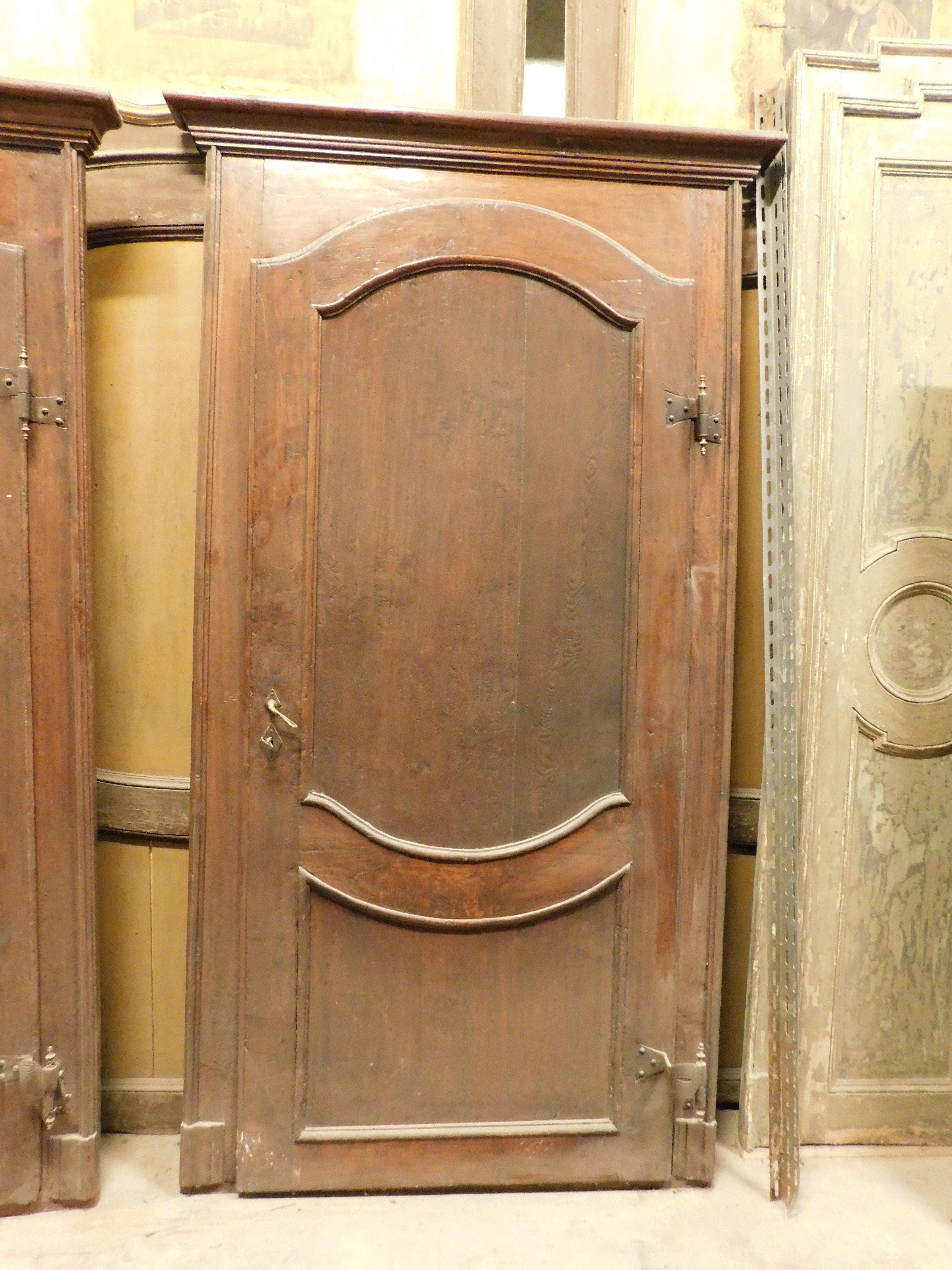 Hand-Carved set of 2 old carved poplar wood doors with frame, Italy For Sale