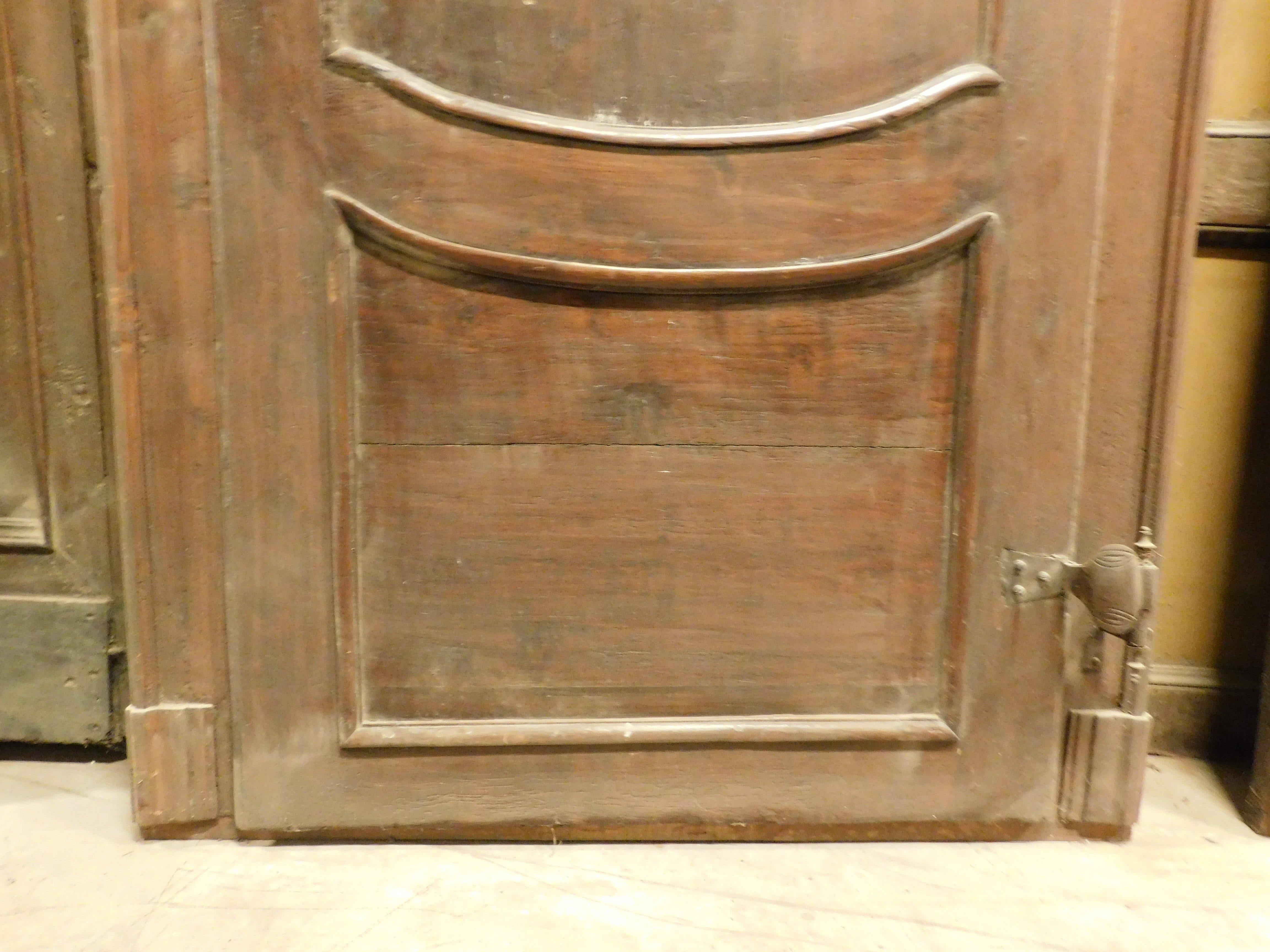 Poplar set of 2 old carved poplar wood doors with frame, Italy For Sale