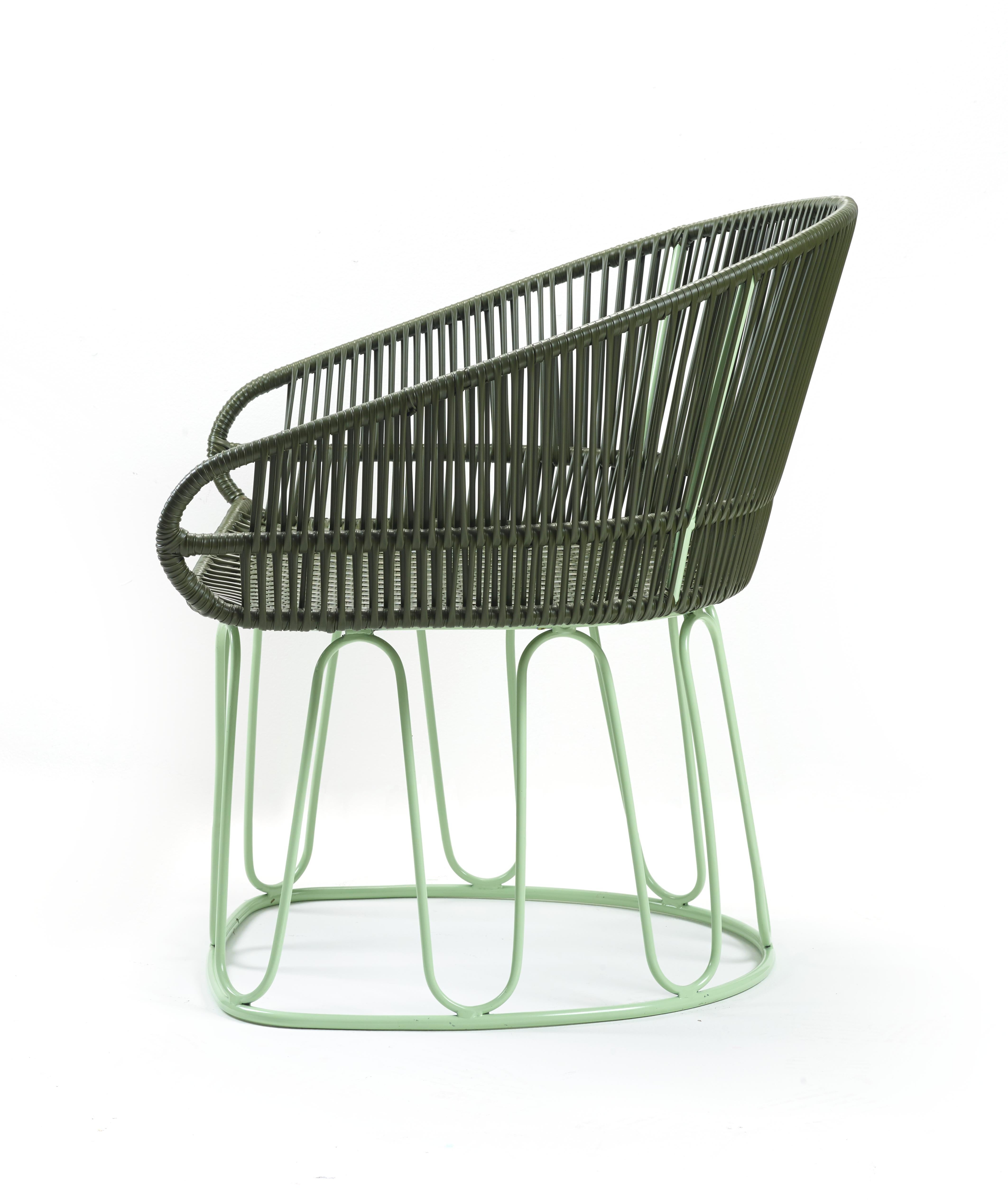 Powder-Coated Set of 2 Olive Circo Lounge Chair by Sebastian Herkner For Sale