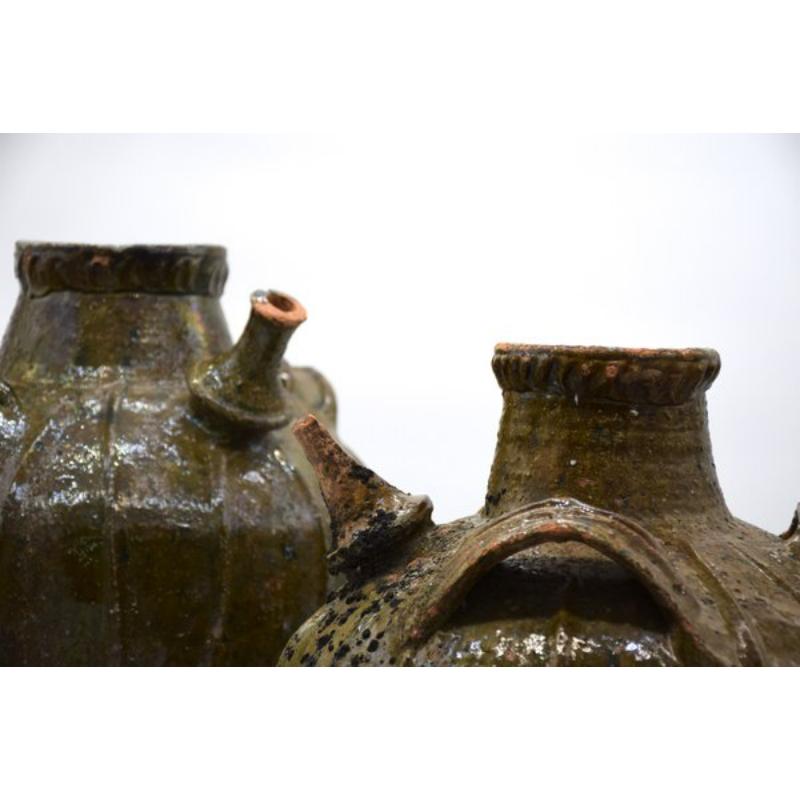 French Set of 2 Olive Oil Jars, France, 1910 For Sale