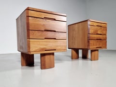 Lote de 2 armarios únicos Pierre Chapo "R40" de olmo macizo, Francia, años 70