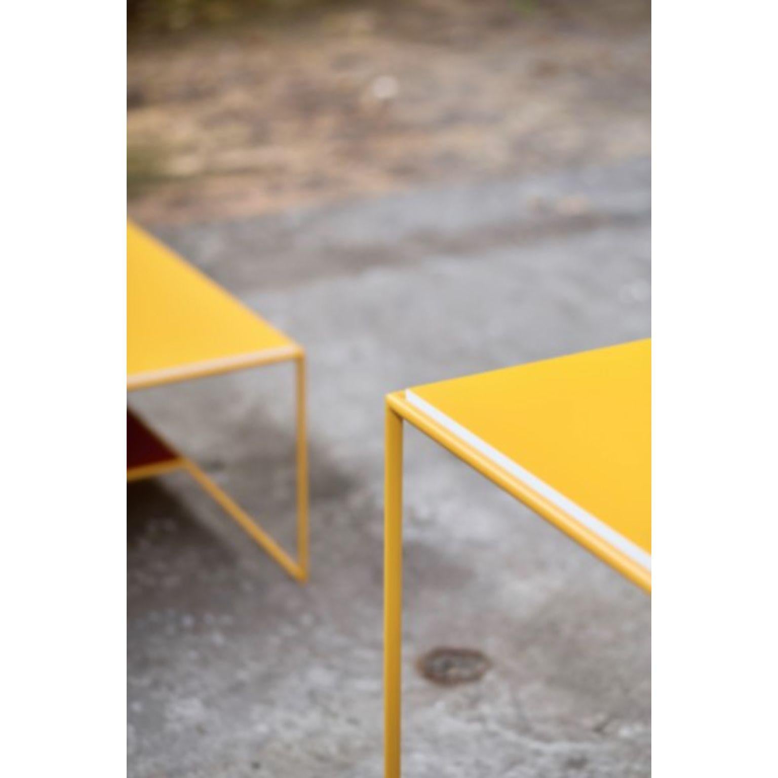 Contemporary Set of 2 One on One Yellow Coffee Tables by Maria Scarpulla