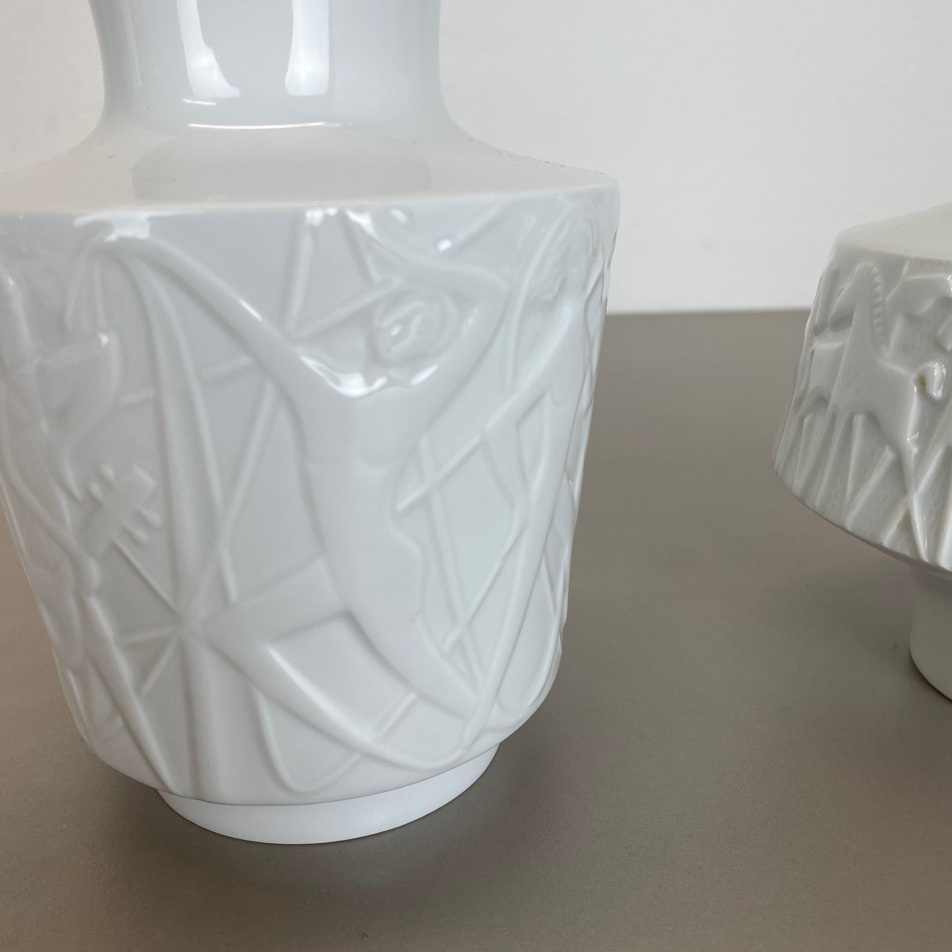 Set of 2 OP Art Biscuit Porcelain Vases by Edelstein Bavaria, Germany, 1970s For Sale 2