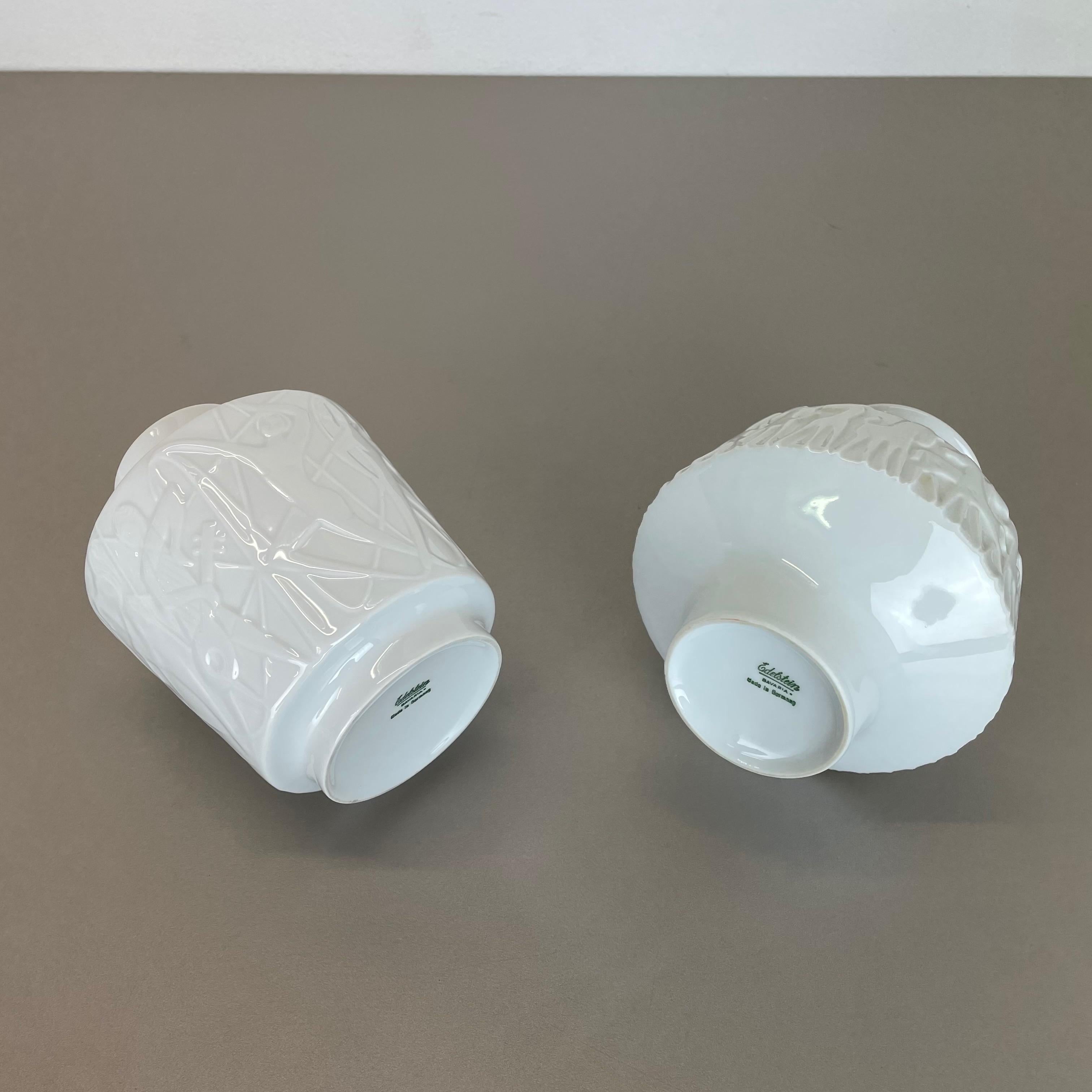 Set of 2 OP Art Biscuit Porcelain Vases by Edelstein Bavaria, Germany, 1970s For Sale 7