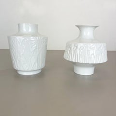 Set of 2 OP Art Biscuit Porcelain Vases by Edelstein Bavaria, Germany, 1970s