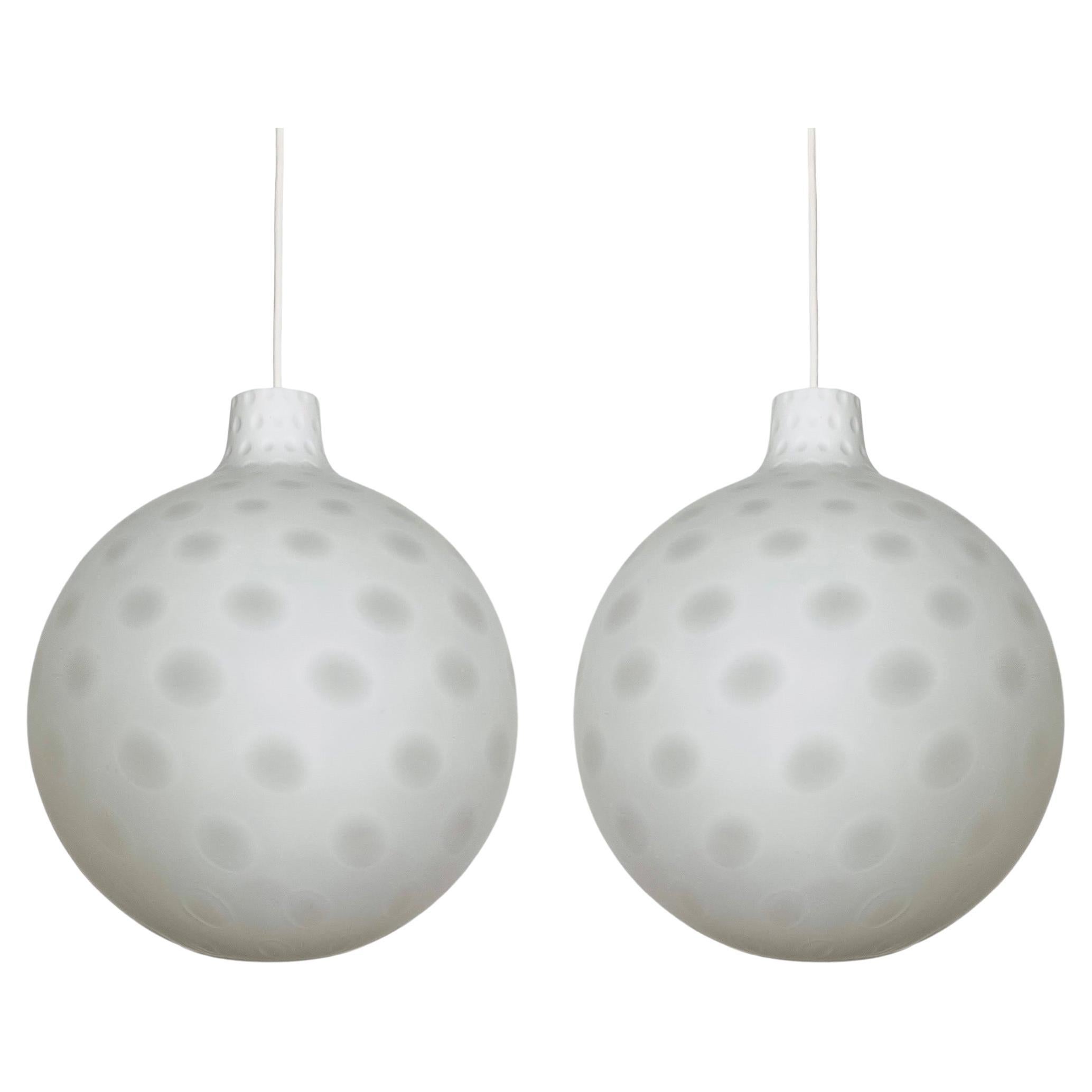 Set of 2 Opaline Como Pendant Lamps by Aloys Gangkofner for Peill and Putzler