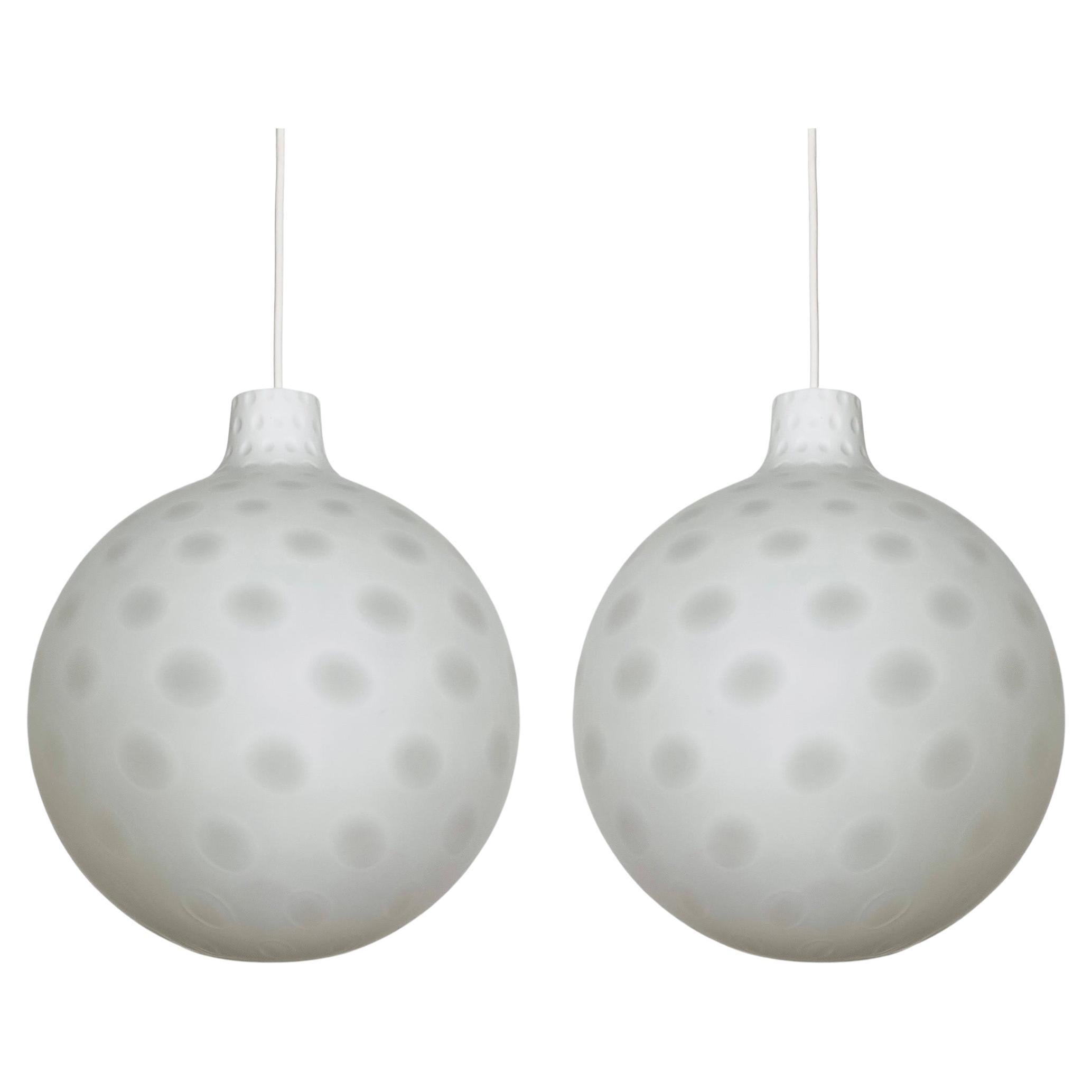 Set of 2 Opaline Como Pendant Lamps by Aloys Gangkofner for Peill and Putzler