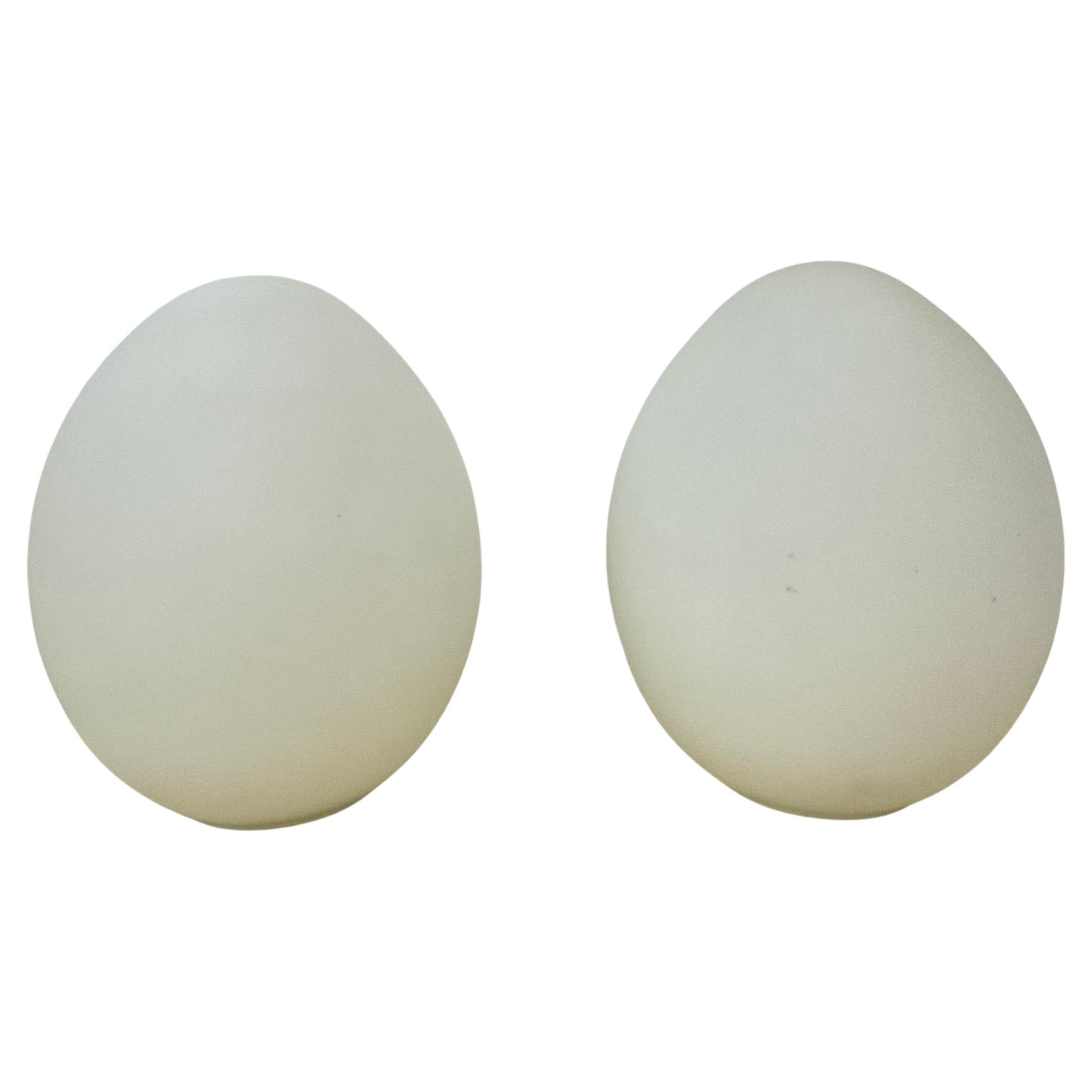 Set of 2 opaline glass egg shaped table lamps , 1970s