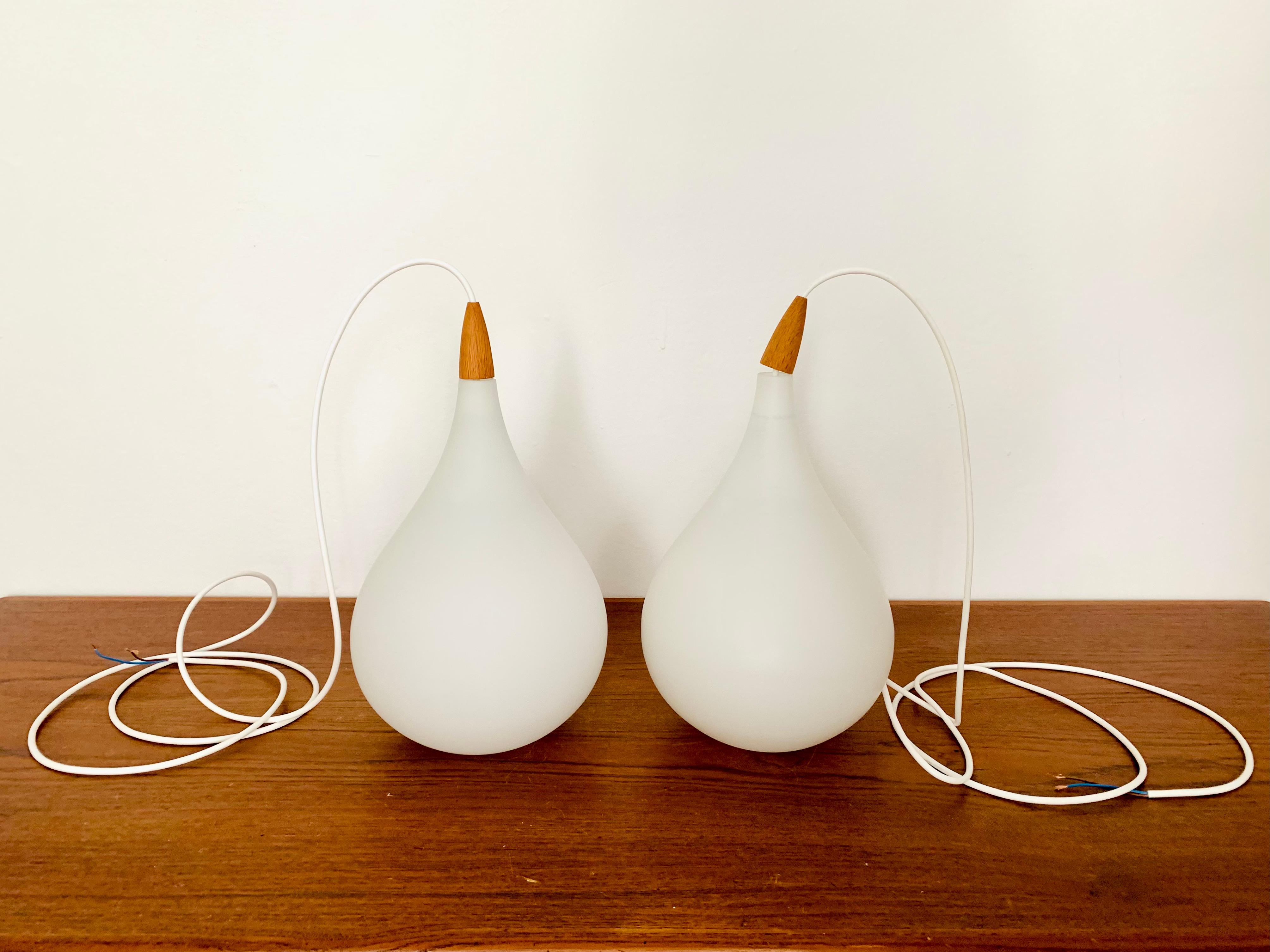 Set of 2 Opaline Pendant Lamps by Uno and Östen Krist For Sale 5