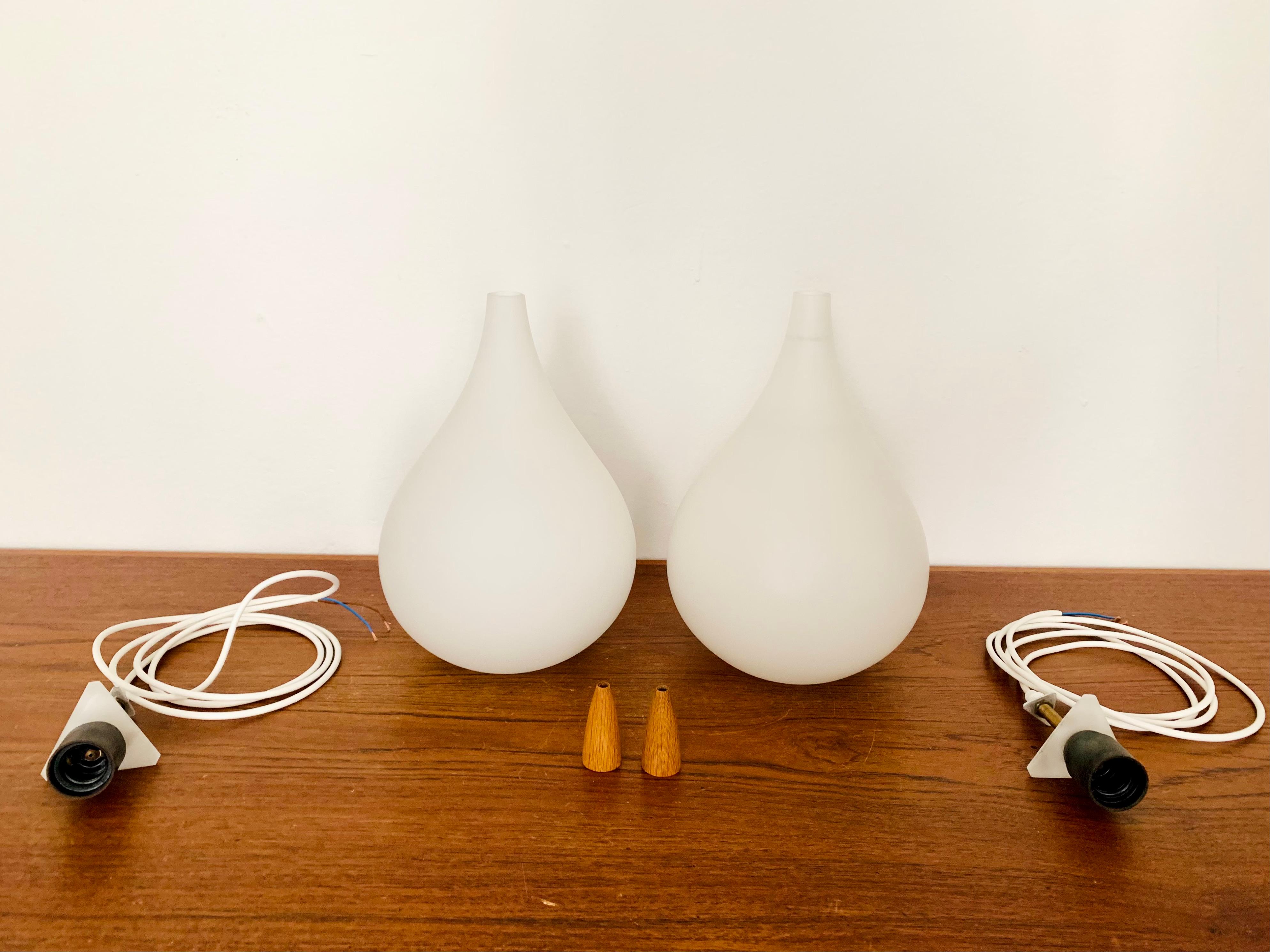 Set of 2 Opaline Pendant Lamps by Uno and Östen Krist For Sale 6
