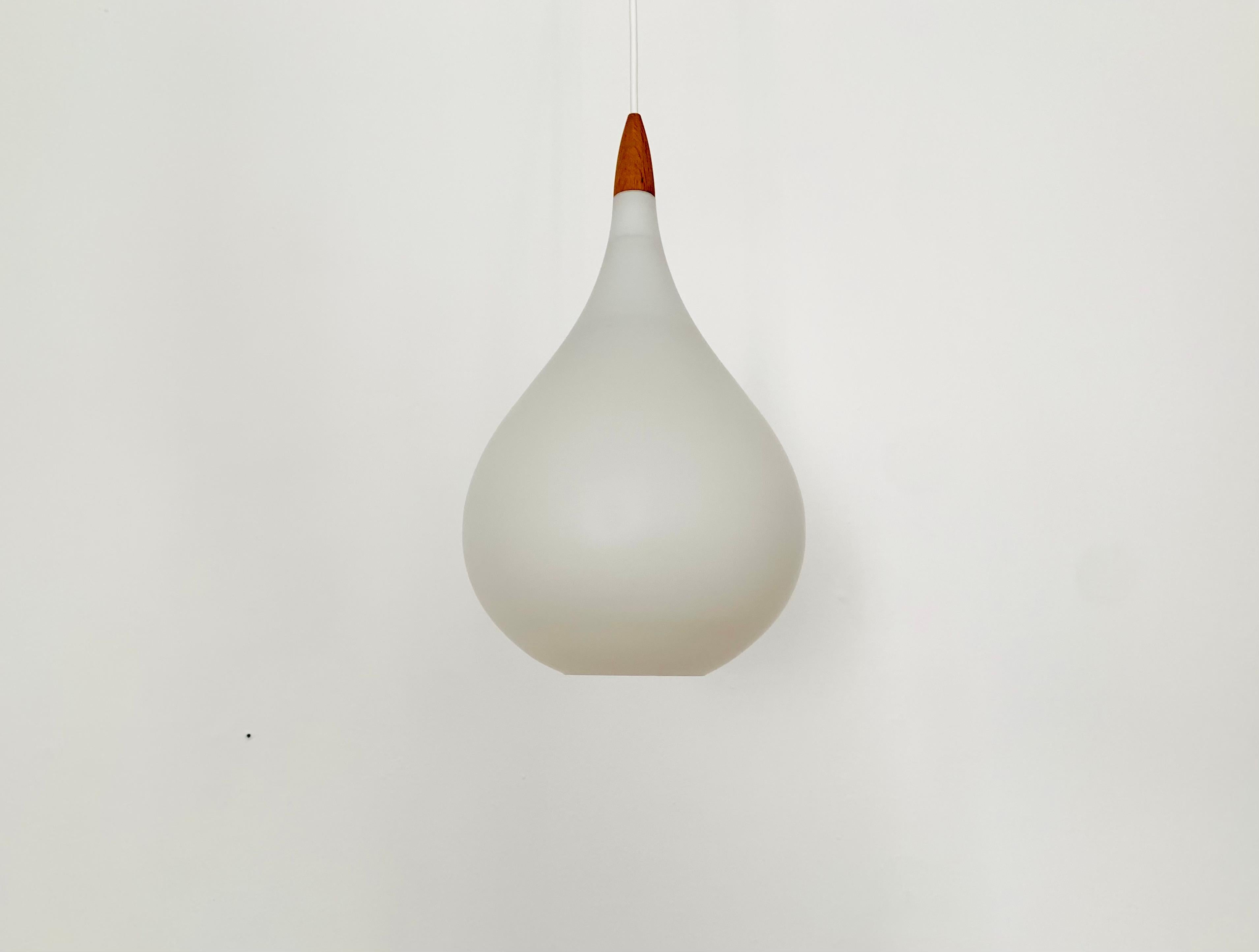 Scandinavian Modern Set of 2 Opaline Pendant Lamps by Uno and Östen Krist For Sale