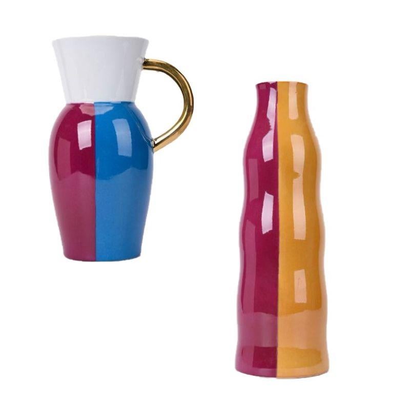 Set of 2 Orange and Cherry Vases by WL Ceramics In New Condition For Sale In Geneve, CH