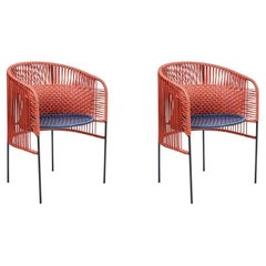 Set of 2 Orange Caribe Chic Dining Chair by Sebastian Herkner