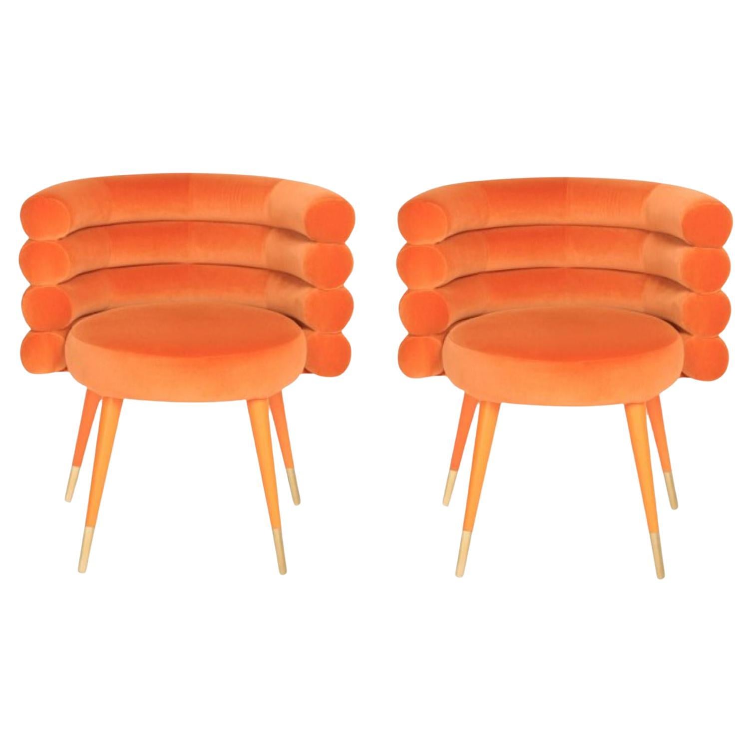 Set of 2 Orange Marshmallow Dining Chairs, Royal Stranger