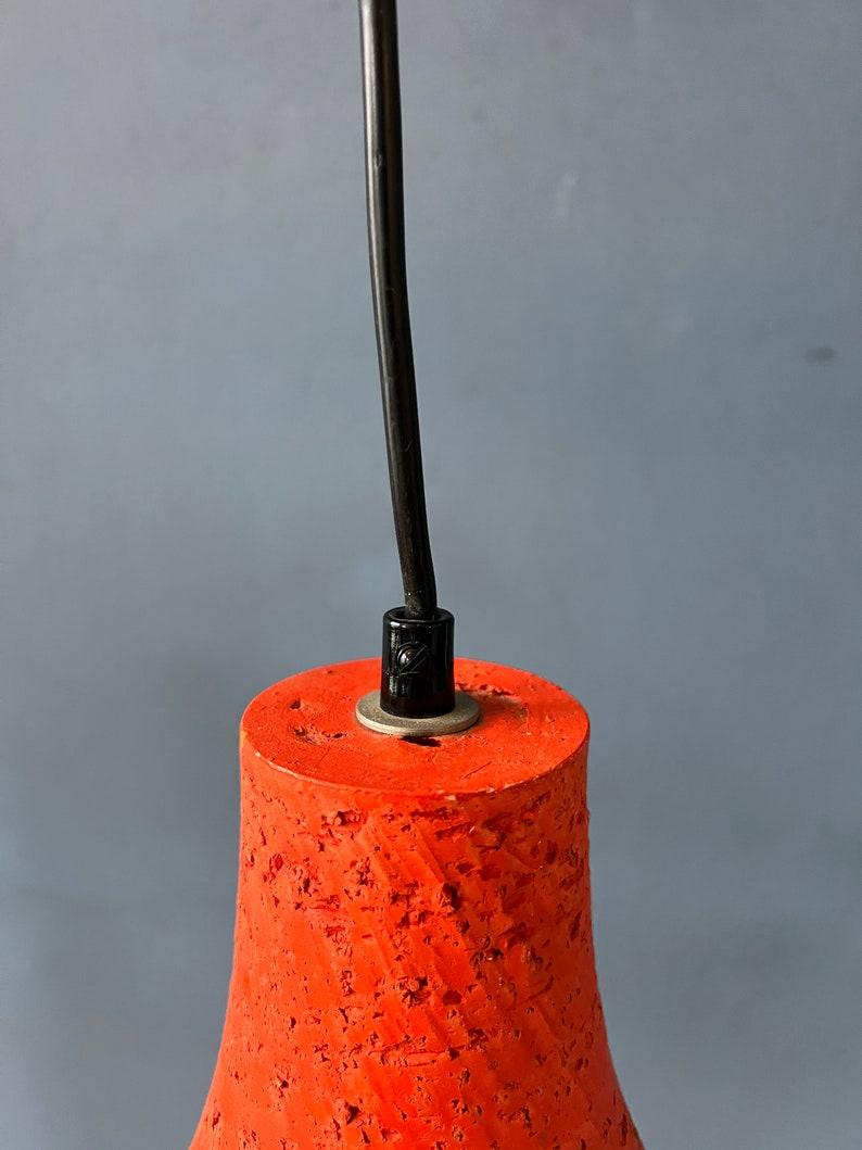Juego de 2 lámparas colgantes de cerámica retro naranja, años 70 siglo XX en venta