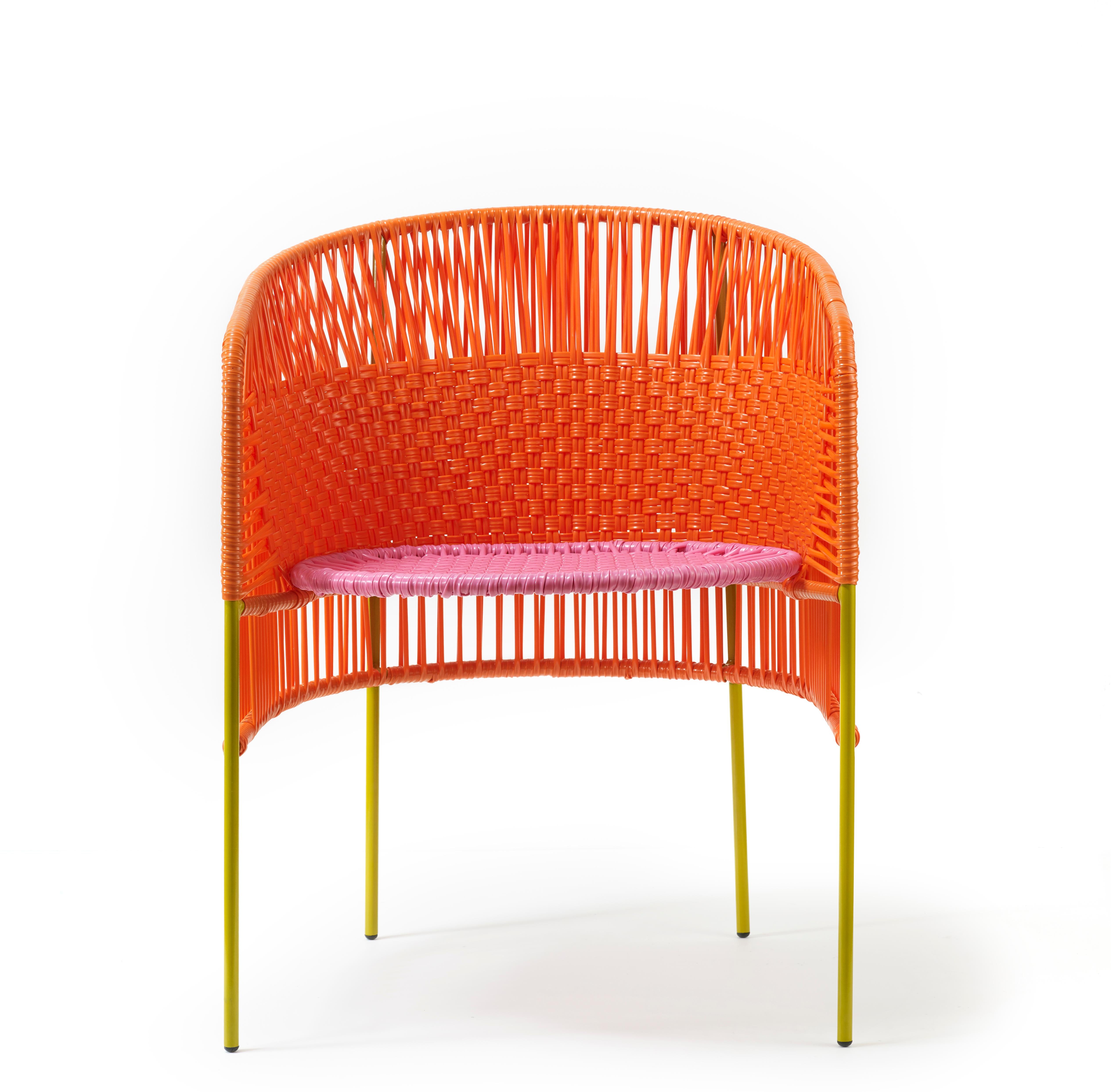 Modern Set of 2 Orange Rose Caribe Dining Chair by Sebastian Herkner For Sale