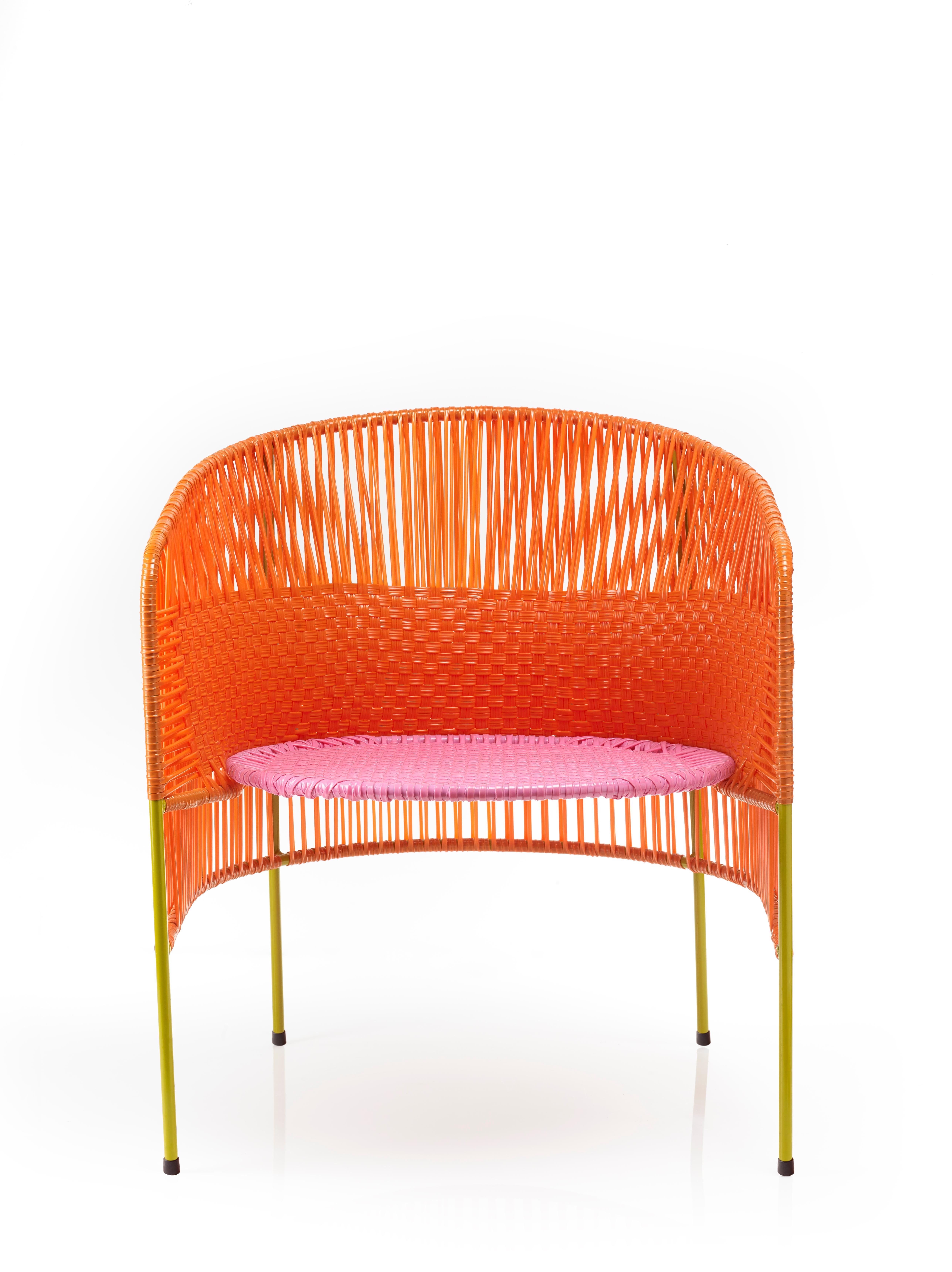 Modern Set of 2 Orange Rose Caribe Lounge Chair by Sebastian Herkner
