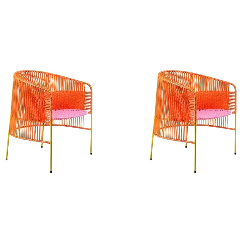 Set di 2 sedie da salotto Caribe Orange Rose di Sebastian Herkner