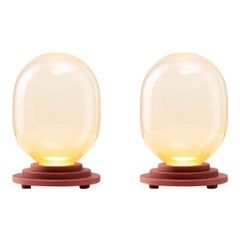 Set of 2 Orange Stratos Capsule Table Light by Dechem Studio