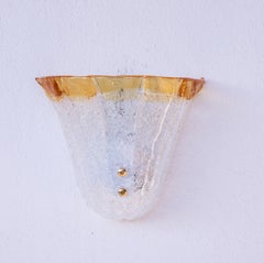 Set of 2 Orange Vintage Italian Murano Glass Wall Sconces, 1970
