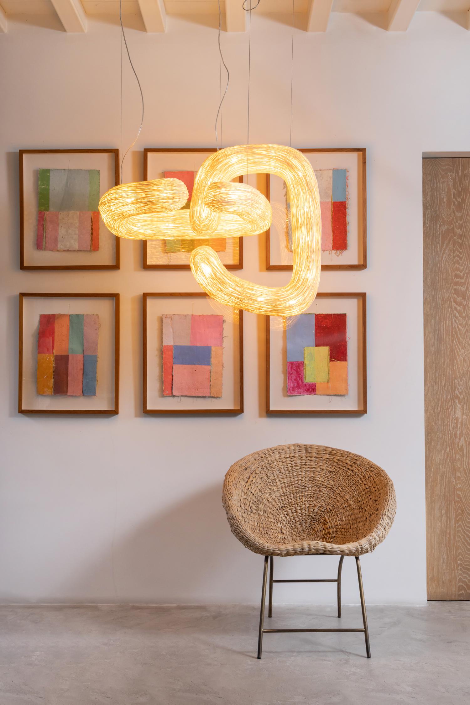 Hand-Woven Set of 2 Orbette Pendant Lights by Ango – Sculptural Handwoven Rattan Lighting For Sale