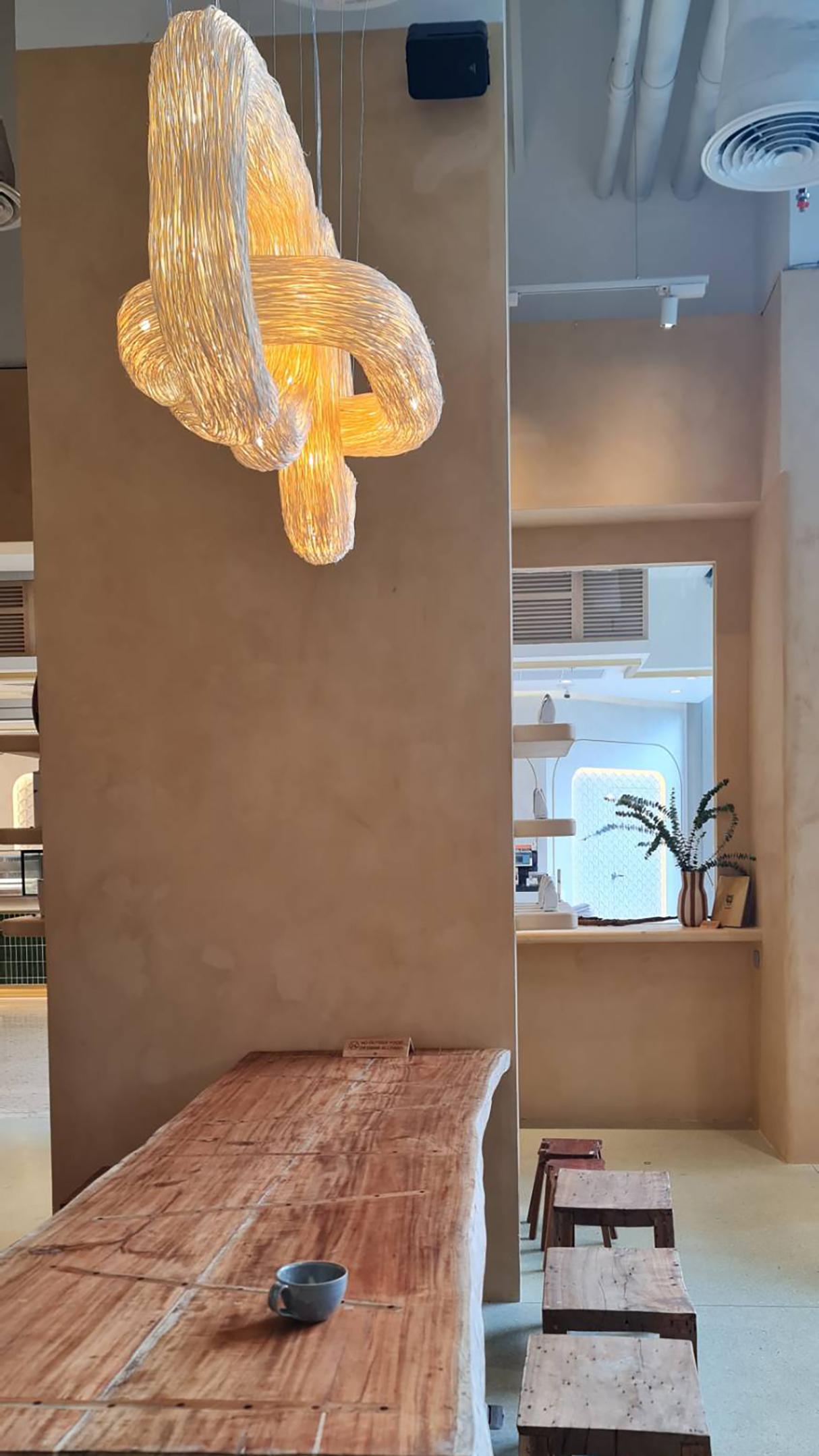 Stainless Steel Set of 2 Orbette Pendant Lights by Ango – Sculptural Handwoven Rattan Lighting For Sale