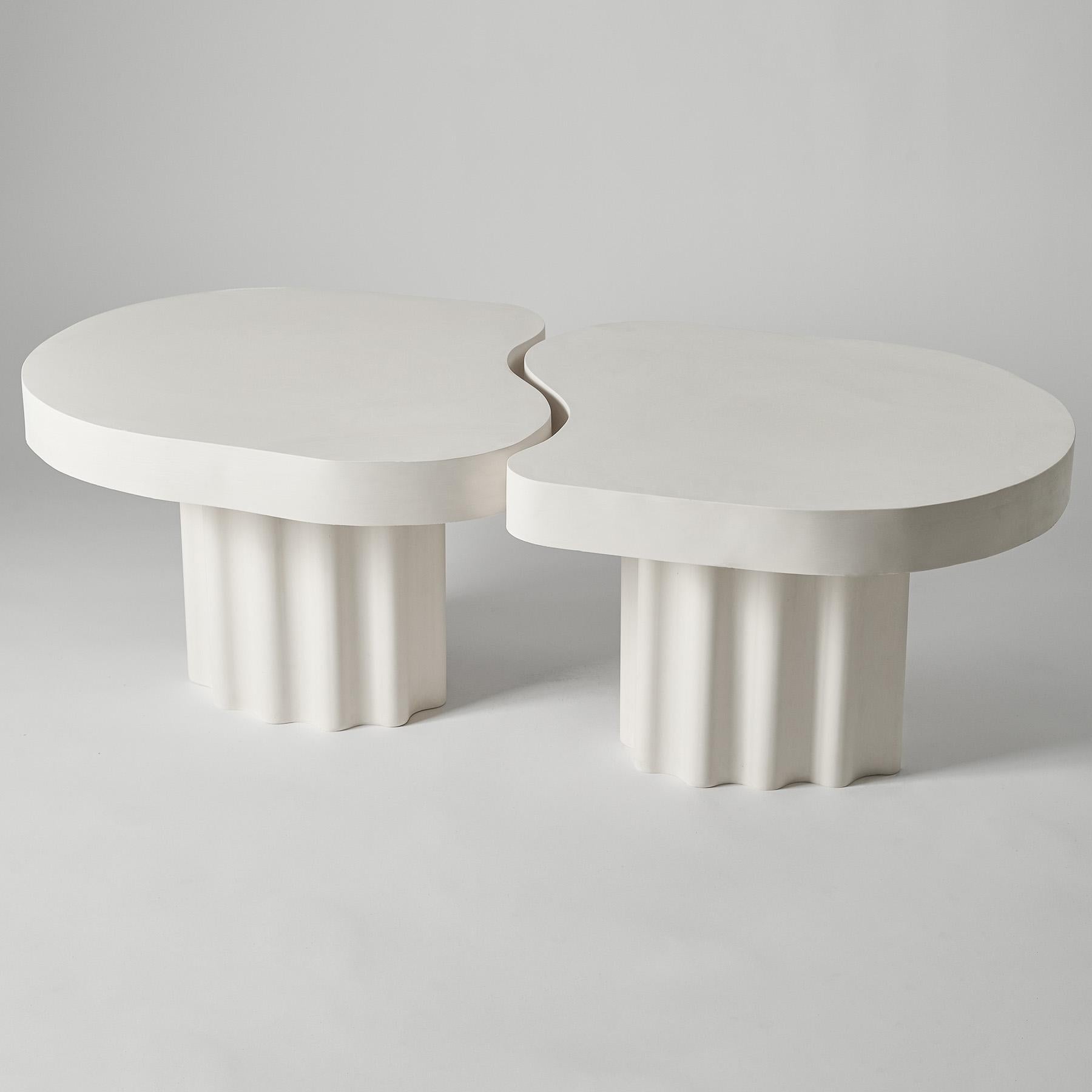 Set of 2 Organic Edge No. 1 Coffee Tables by Perler
Dimensions: One table: D 56 x W 65 x H 40 cm.
Both tables: D 58 x W 120 x H 40 cm.
Materials: Jesmonite.
Weight of a single table: 15-20 kg.

The height of these tables is customizable. Please