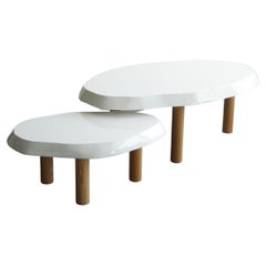 Set of 2 organic shaped modern nesting coffee tables by Last Workshop lacquered 