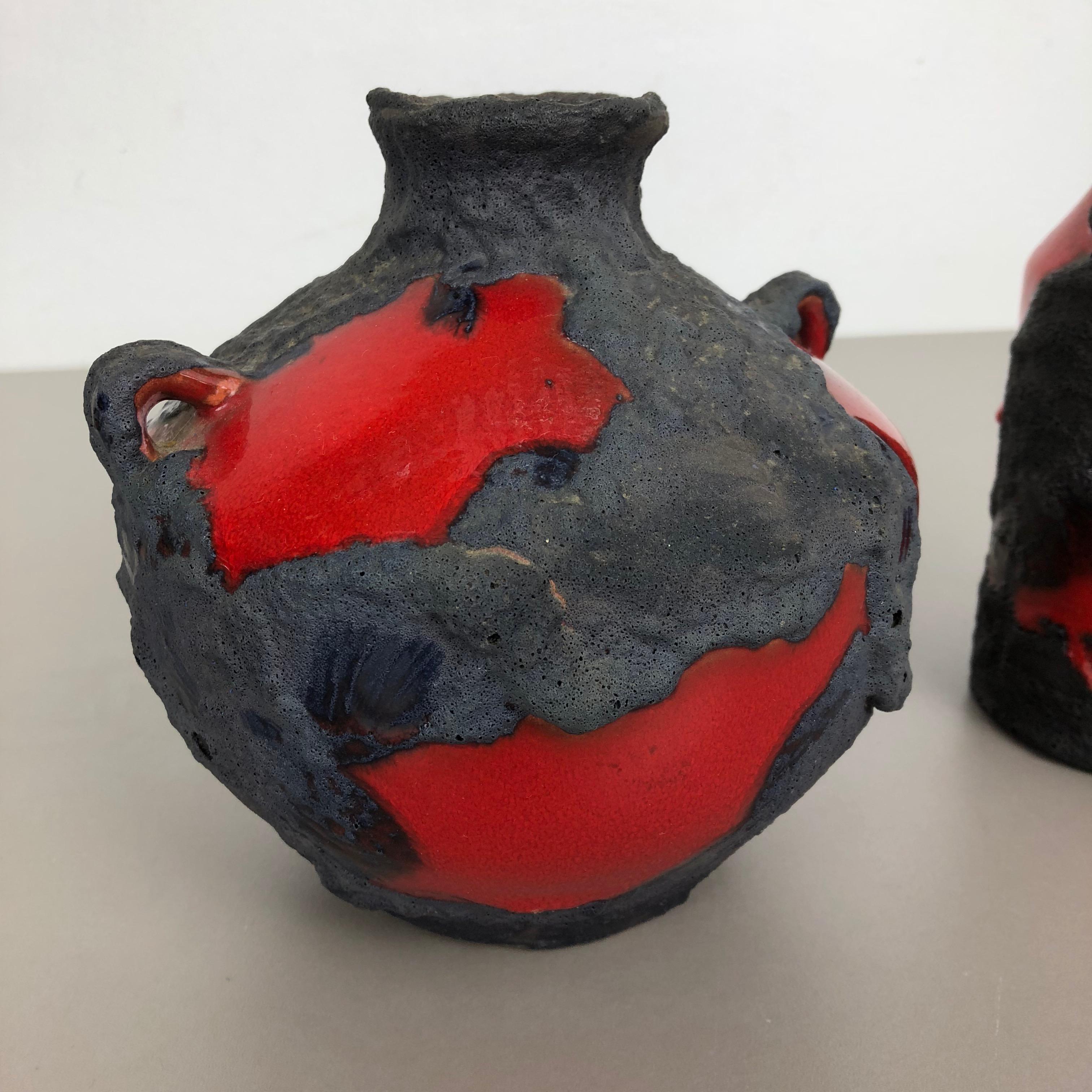 Juego de 2 jarrones de cerámica Studio Pottery originales de 1970 de Marei Ceramics, Alemania en venta 6
