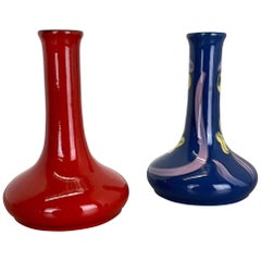 Set of 2 Original 1970 Ceramic Studio Pottery Vase by Marei Ceramics, Germany
