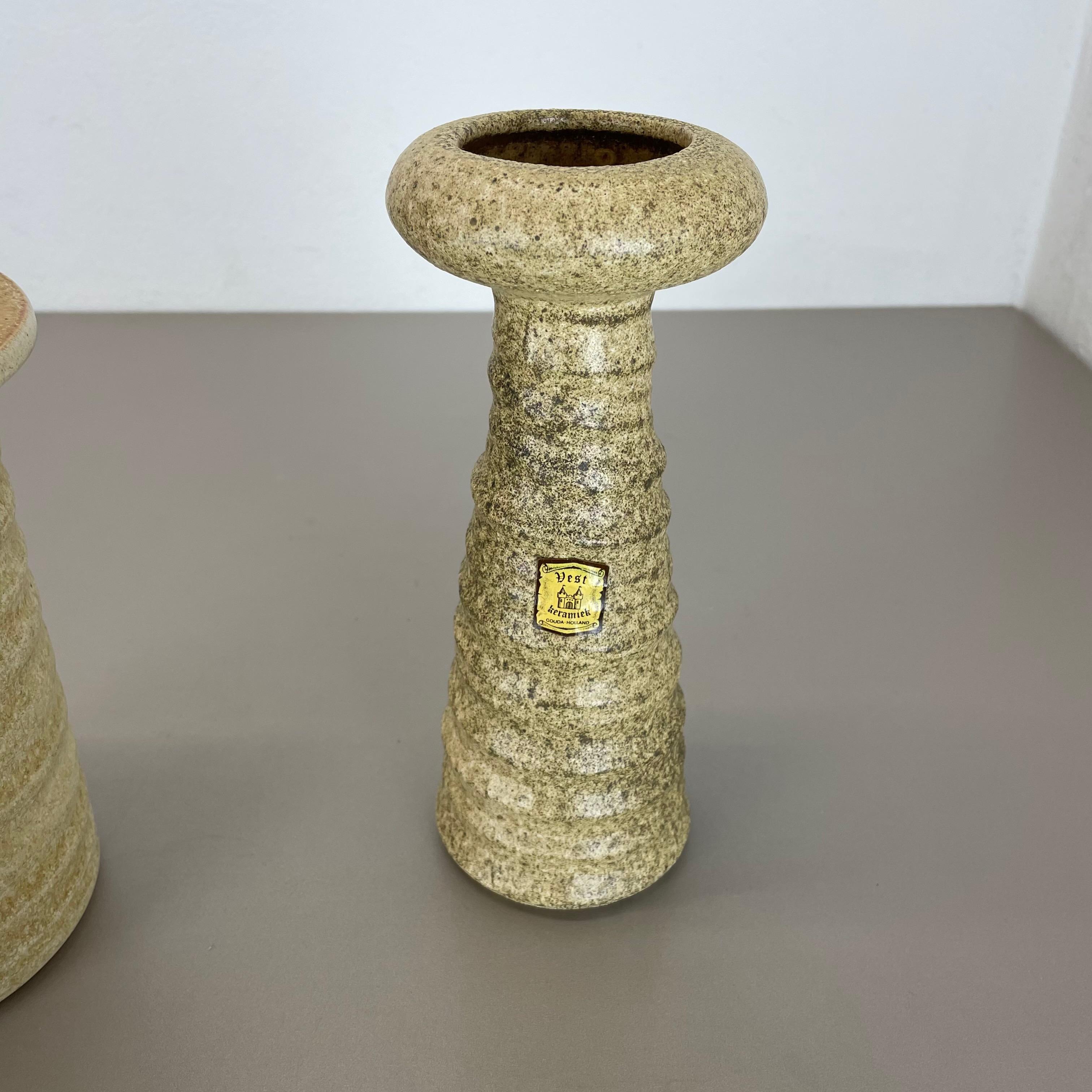 Set of 2 Original 1970 Ceramic Studio Pottery Vase by Vest Ceramics, Netherlands For Sale 6