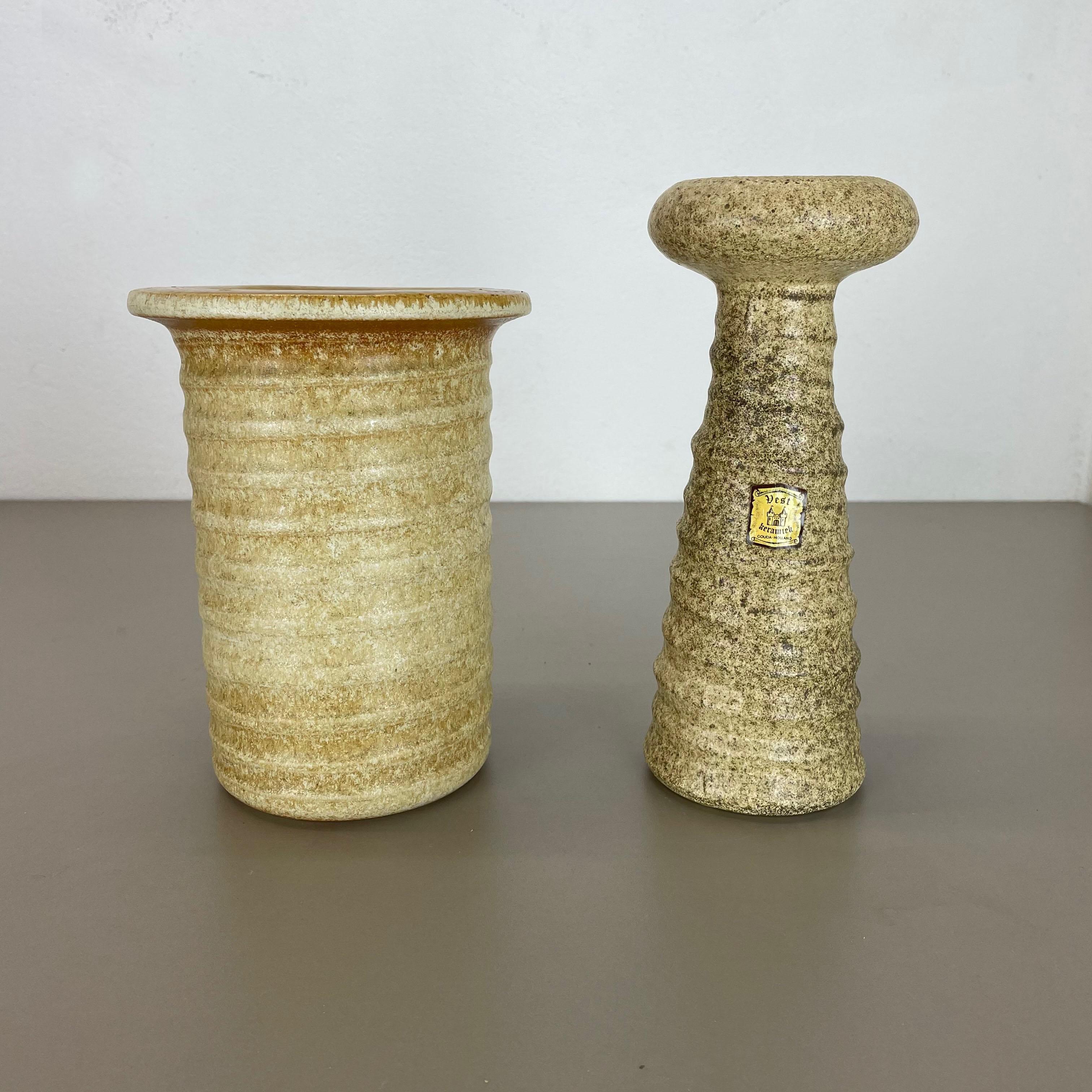 Article:

Ceramic vases set of 2


Producer:

VEST Ceramics, Netherlands



Decade:

1970s



Set of 2 original vintage Studio Pottery vases was produced in the 1970s by Vest Ceramics, Netherlands. it is made of solid ceramic and