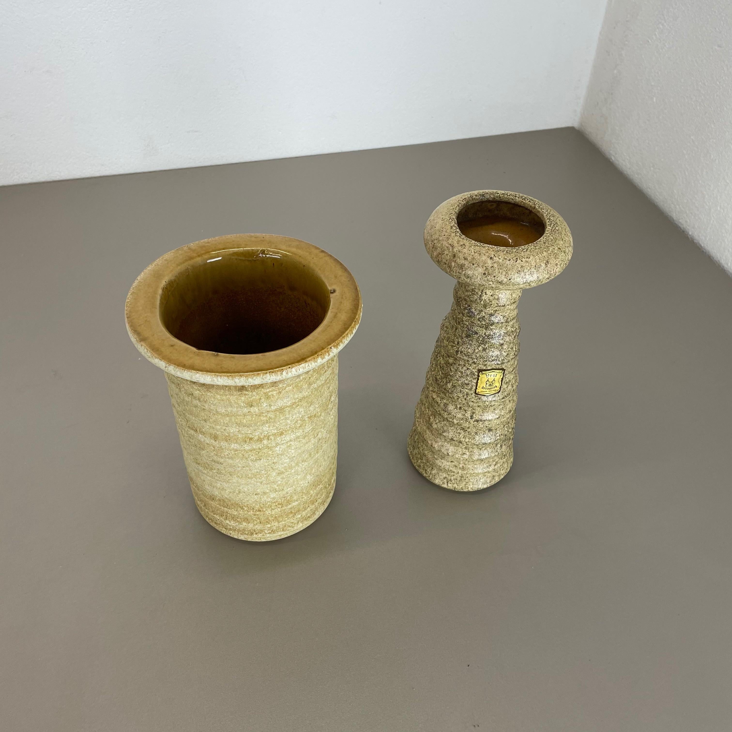 Set of 2 Original 1970 Ceramic Studio Pottery Vase by Vest Ceramics, Netherlands In Good Condition For Sale In Kirchlengern, DE