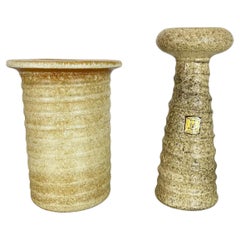 Set of 2 Original 1970 Ceramic Studio Pottery Vase by Vest Ceramics, Netherlands