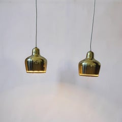 Set of 2 original 50s Golden Bell pendant by Alvar Aalto for Louis poulsen